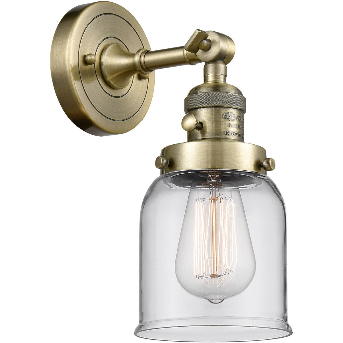 Franklin Restoration Small Bell LED 5 inch Antique Brass Sconce Wall Light, Franklin Restoration
