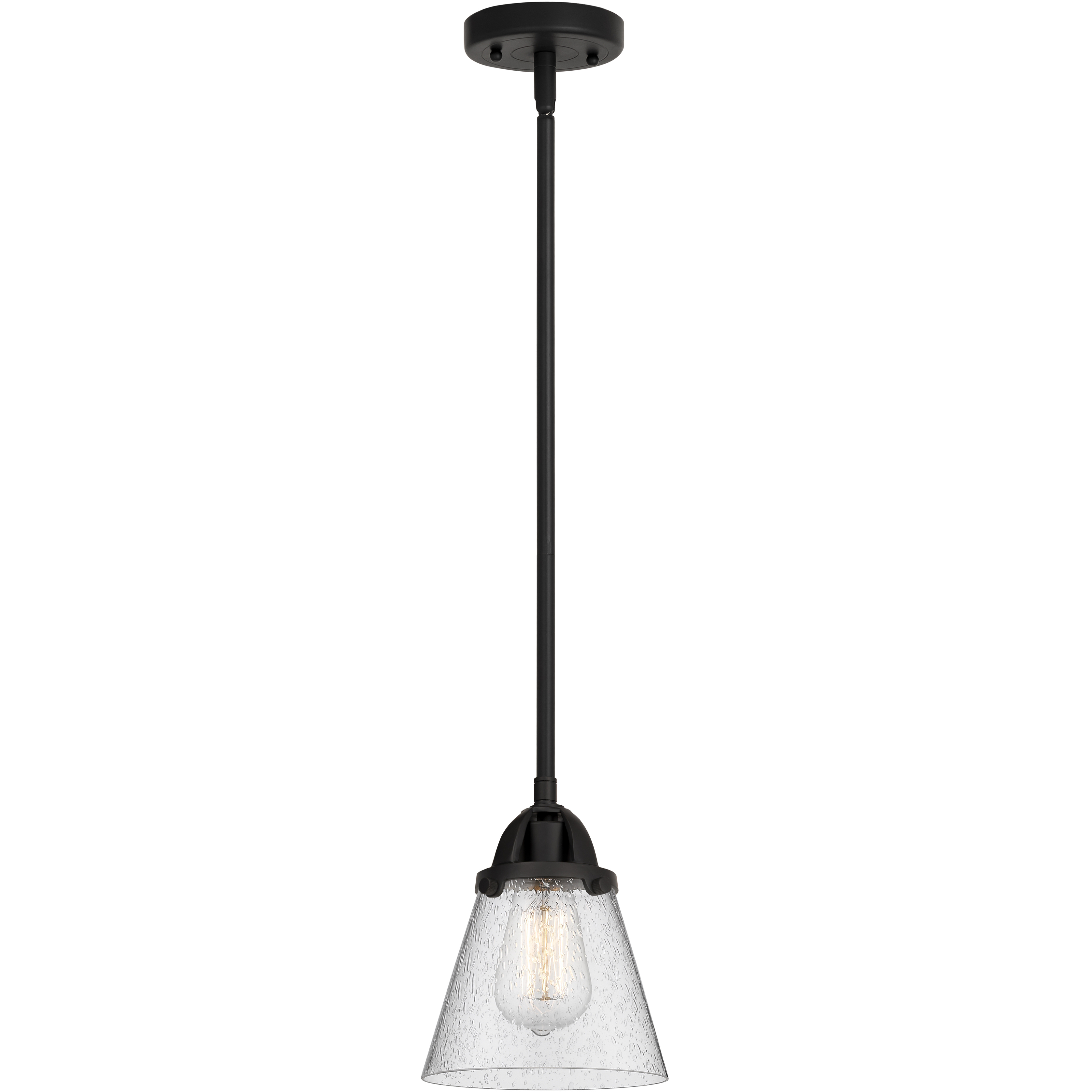 Nouveau 2 Cone 1 Light 6.25 inch Matte Black Mini Pendant Ceiling Light in Incandescent, Seedy