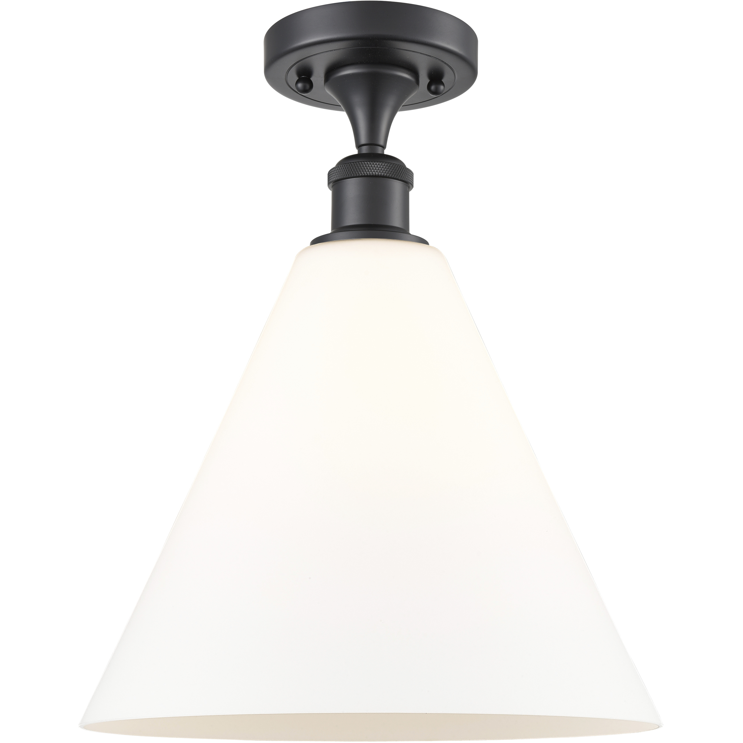Edison Berkshire 1 Light 12 inch Matte Black Semi-Flush Mount Ceiling Light in Matte White Glass