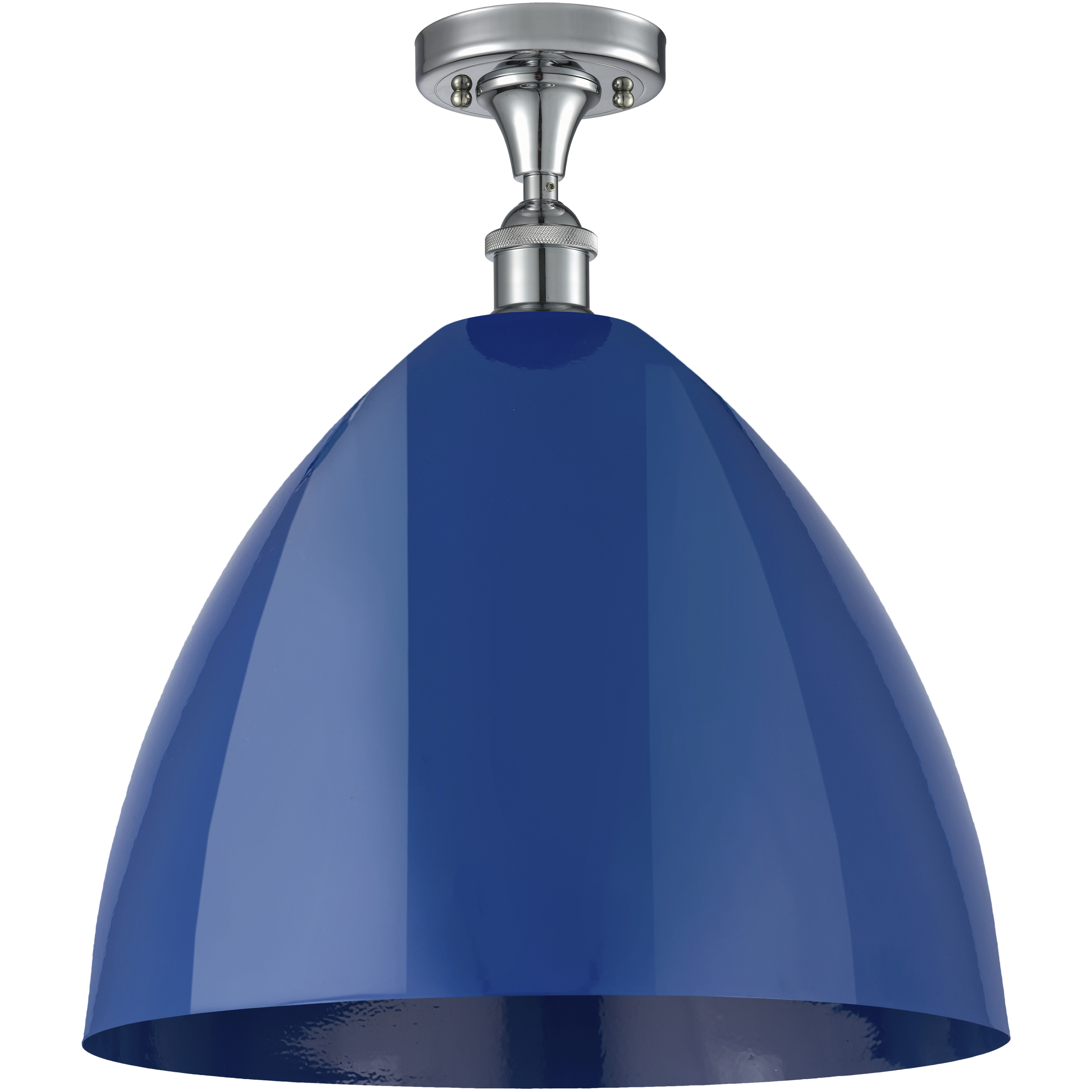 Edison Plymouth Dome 1 Light 16 inch Polished Chrome Semi-Flush Mount Ceiling Light in Blue