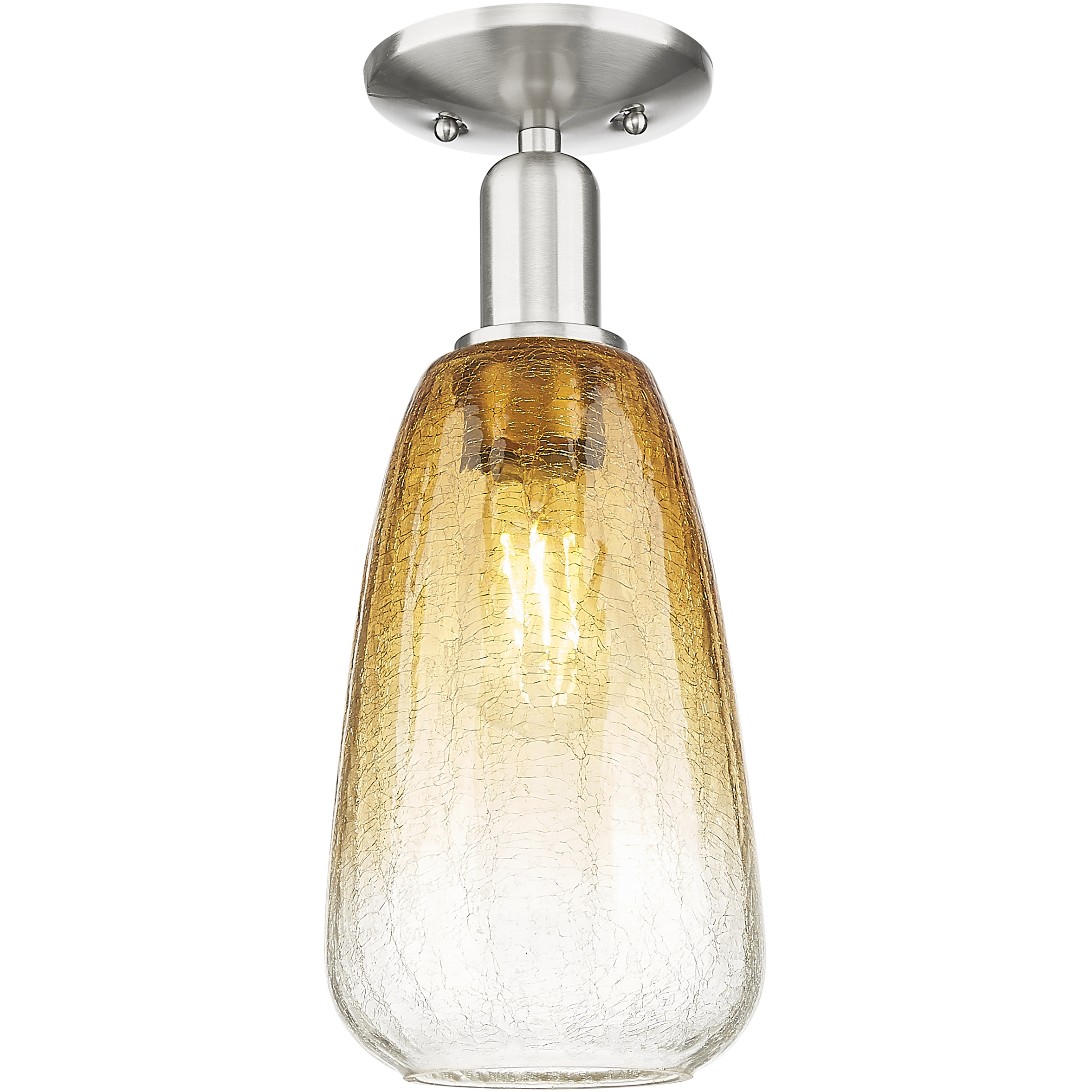 Brookhaven Almond 1 Light 6 inch Brushed Satin Nickel Semi-Flush Mount Ceiling Light in Amber Glass