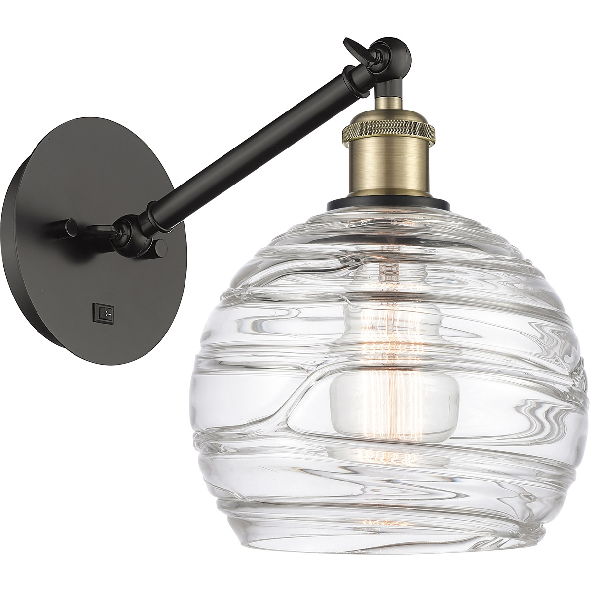 Ballston Athens Deco Swirl LED 8 inch Black Antique Brass Sconce Wall Light