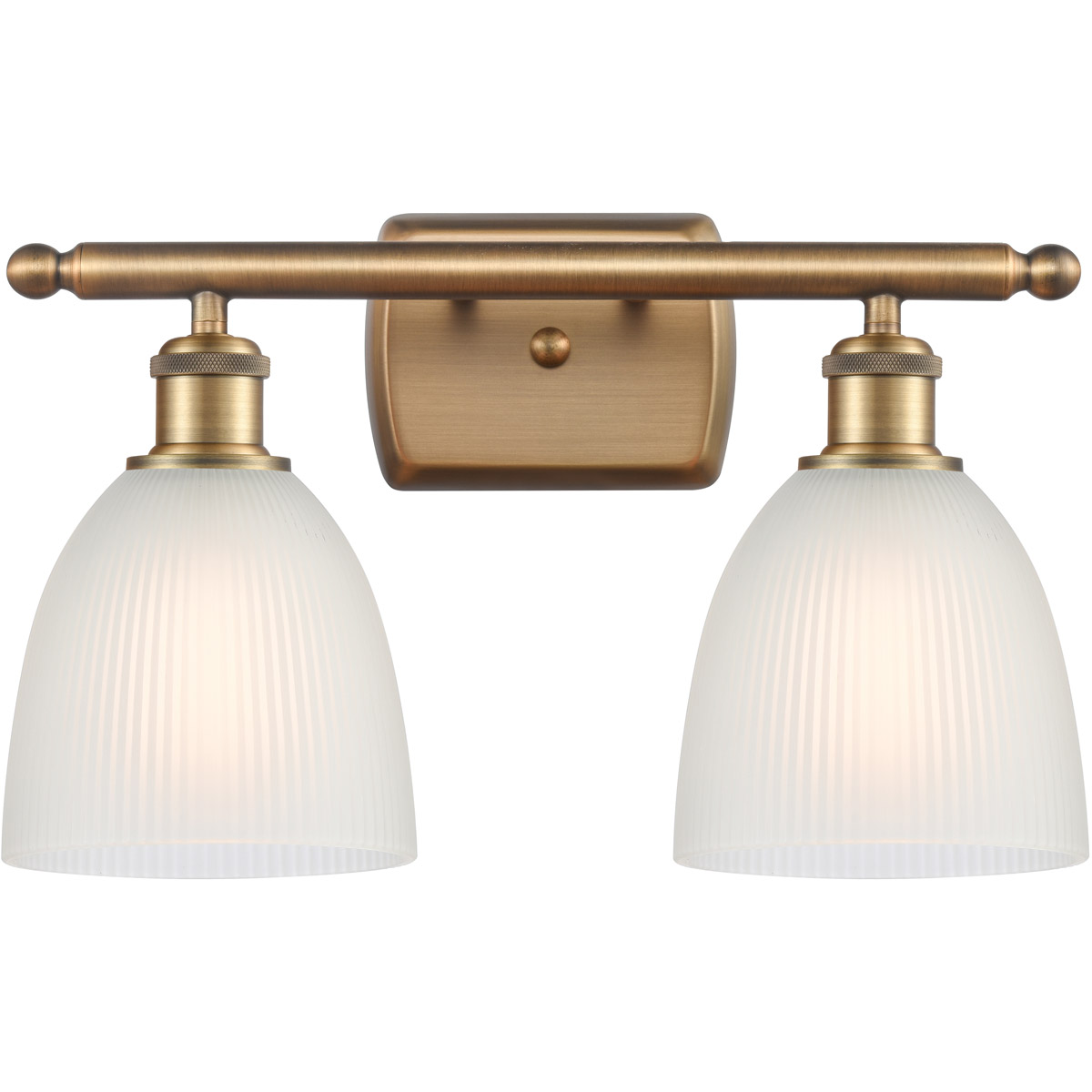 Ballston Castile 2 Light 16 inch Brushed Brass Bath Vanity Light Wall Light in White Glass, Ballston
