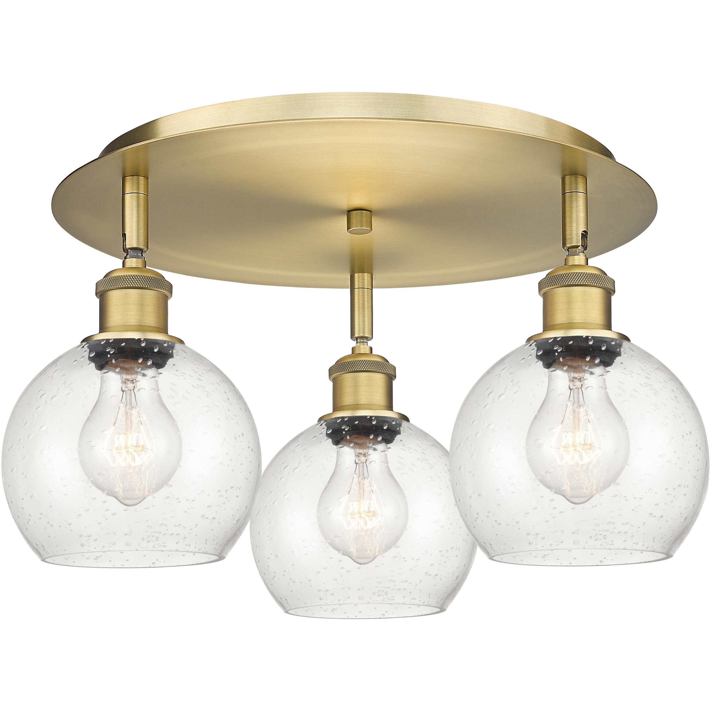 Athens 3 Light 17.75 inch Brushed Brass Flush Mount Ceiling Light in Seedy
