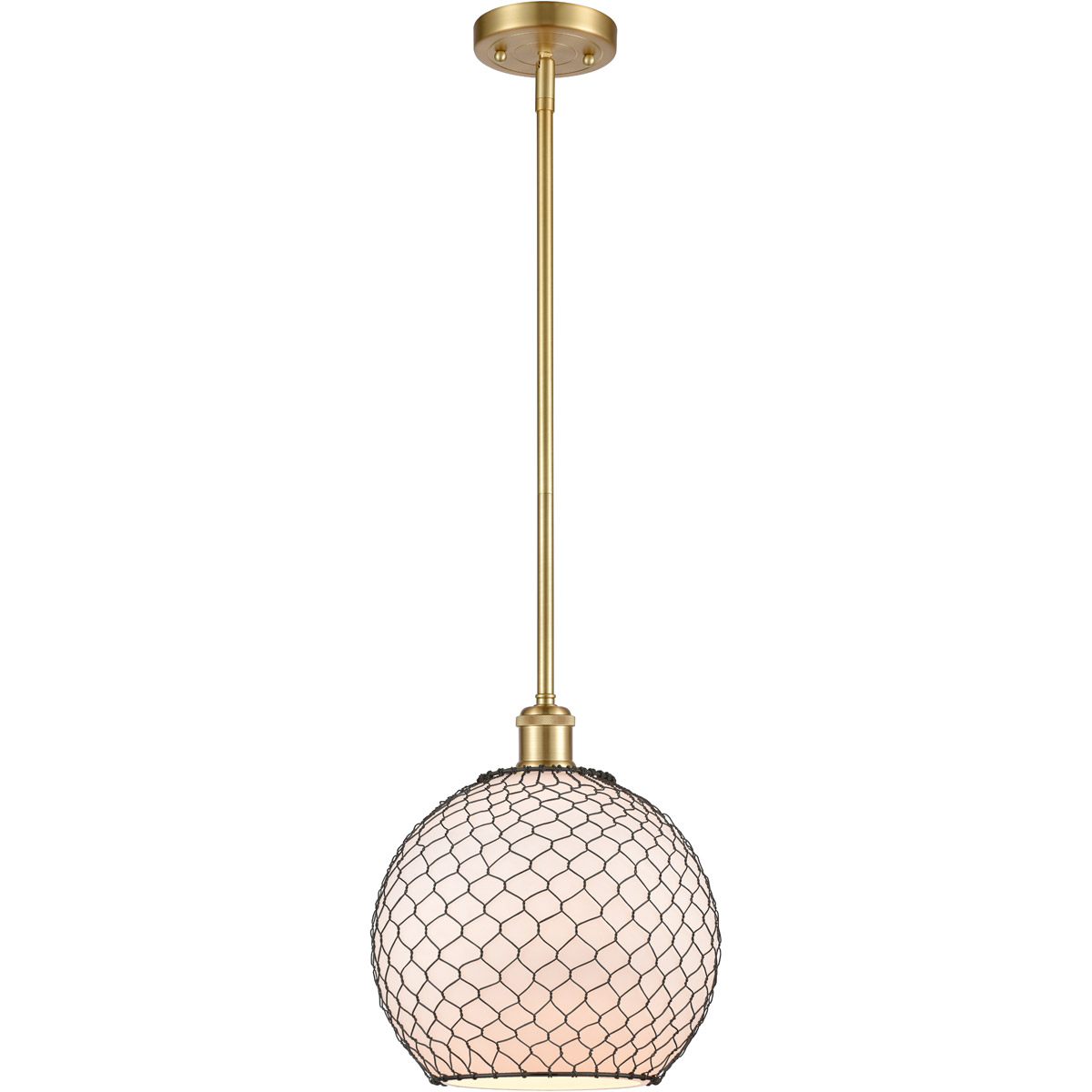 Ballston Large Farmhouse Chicken Wire 1 Light 10 inch Satin Gold Pendant Ceiling Light, Ballston