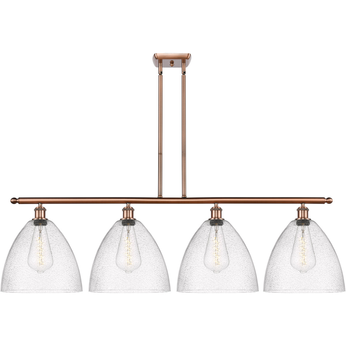 Ballston Ballston Dome 4 Light 50 inch Antique Copper Island Light Ceiling Light in Seedy Glass