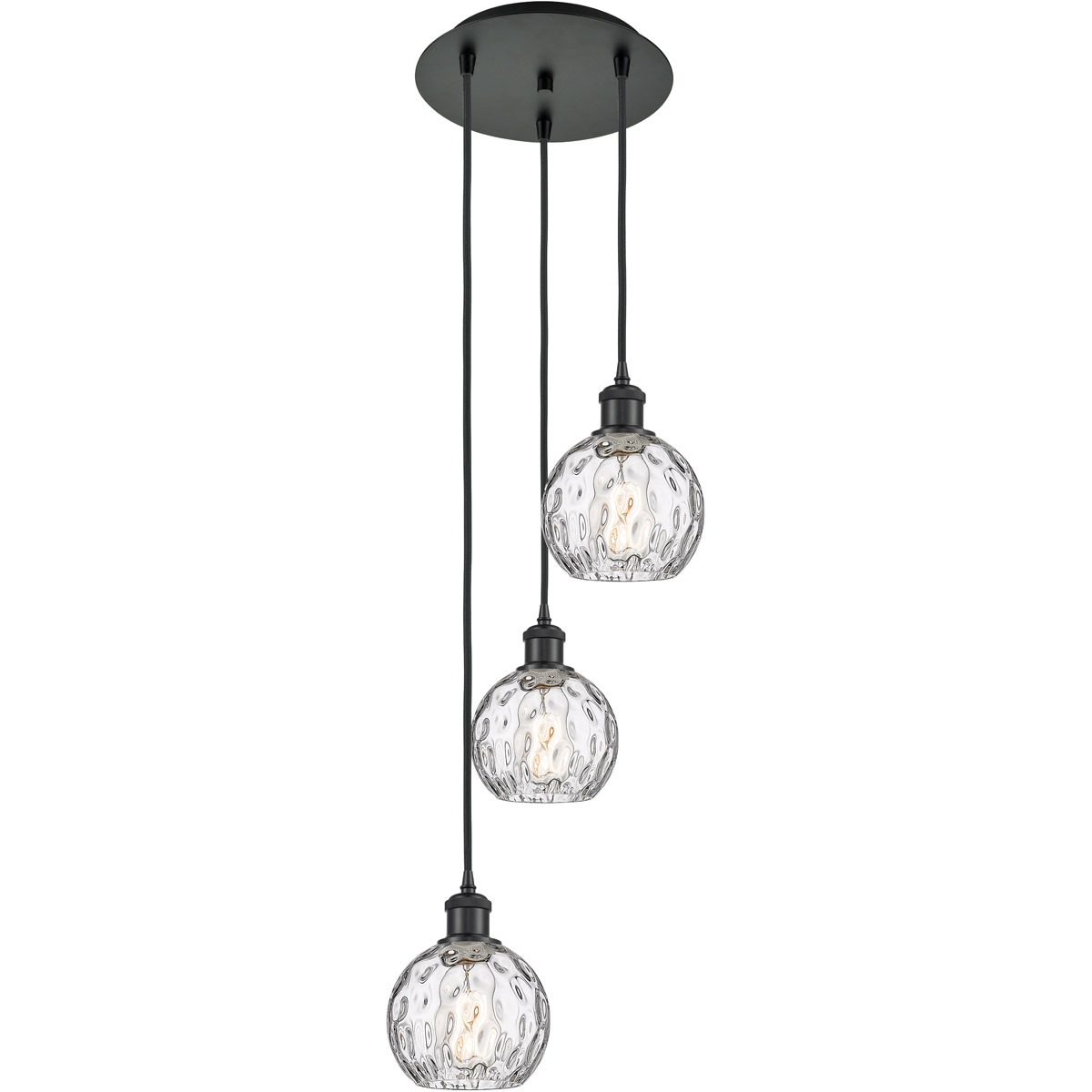 Ballston Athens Water Glass 3 Light 13 inch Matte Black Multi-Pendant Ceiling Light
