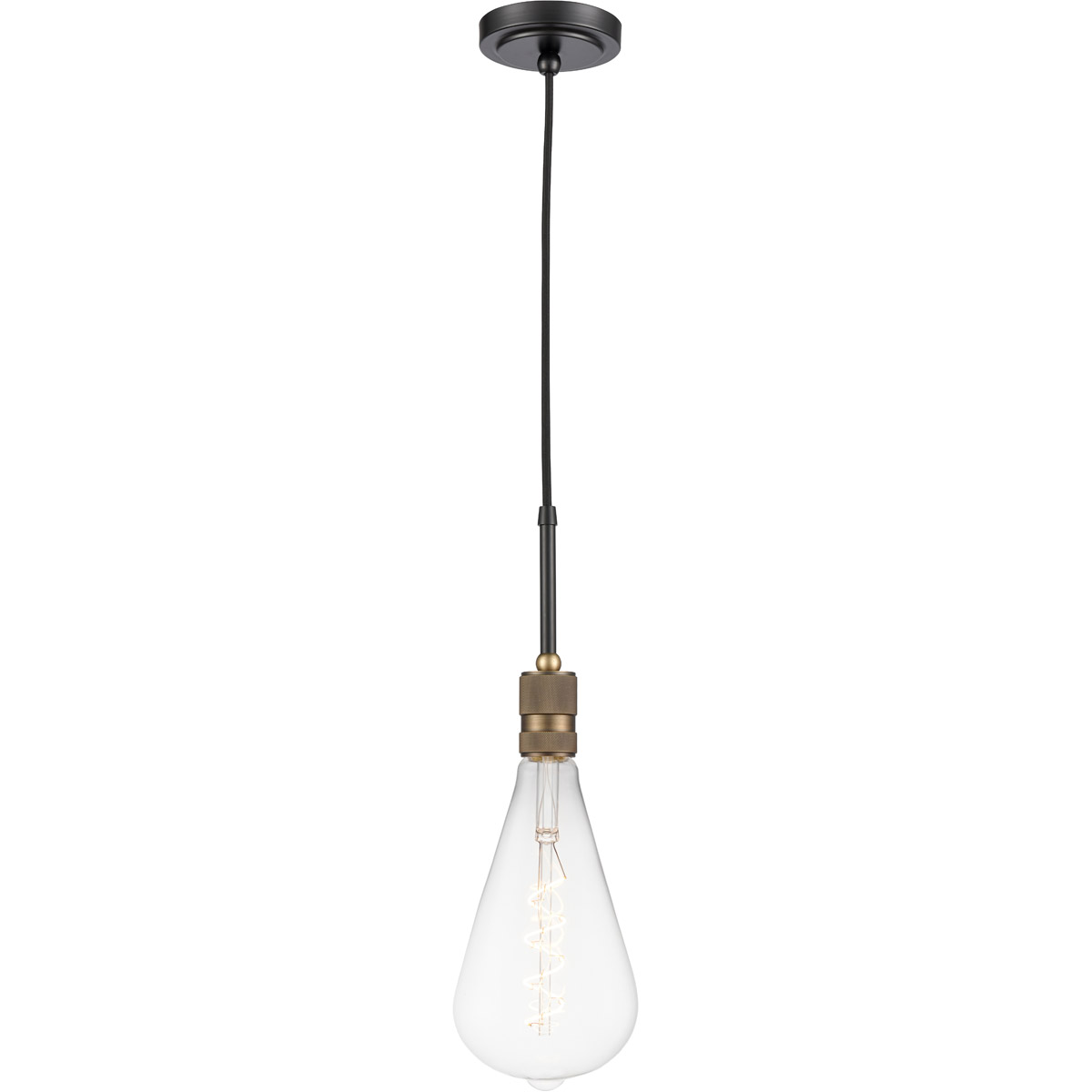 Restoration Ellis LED 5 inch Black Antique Brass Mini Pendant Ceiling Light