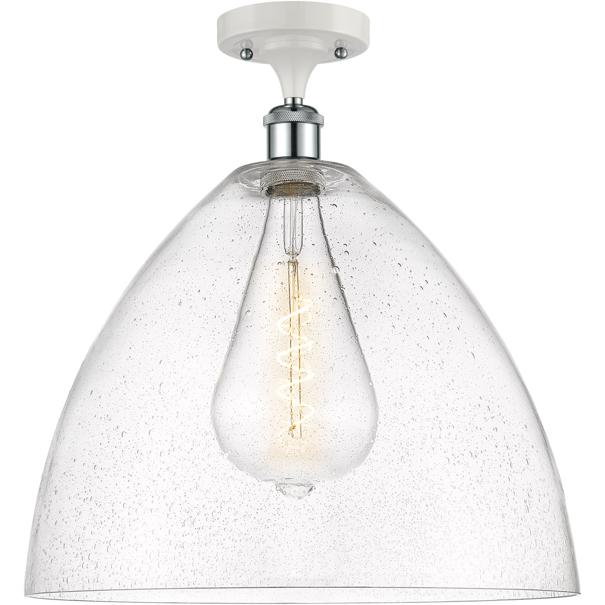 Ballston Dome LED 16 inch White and Polished Chrome Semi-Flush Mount Ceiling Light in Seedy Glass