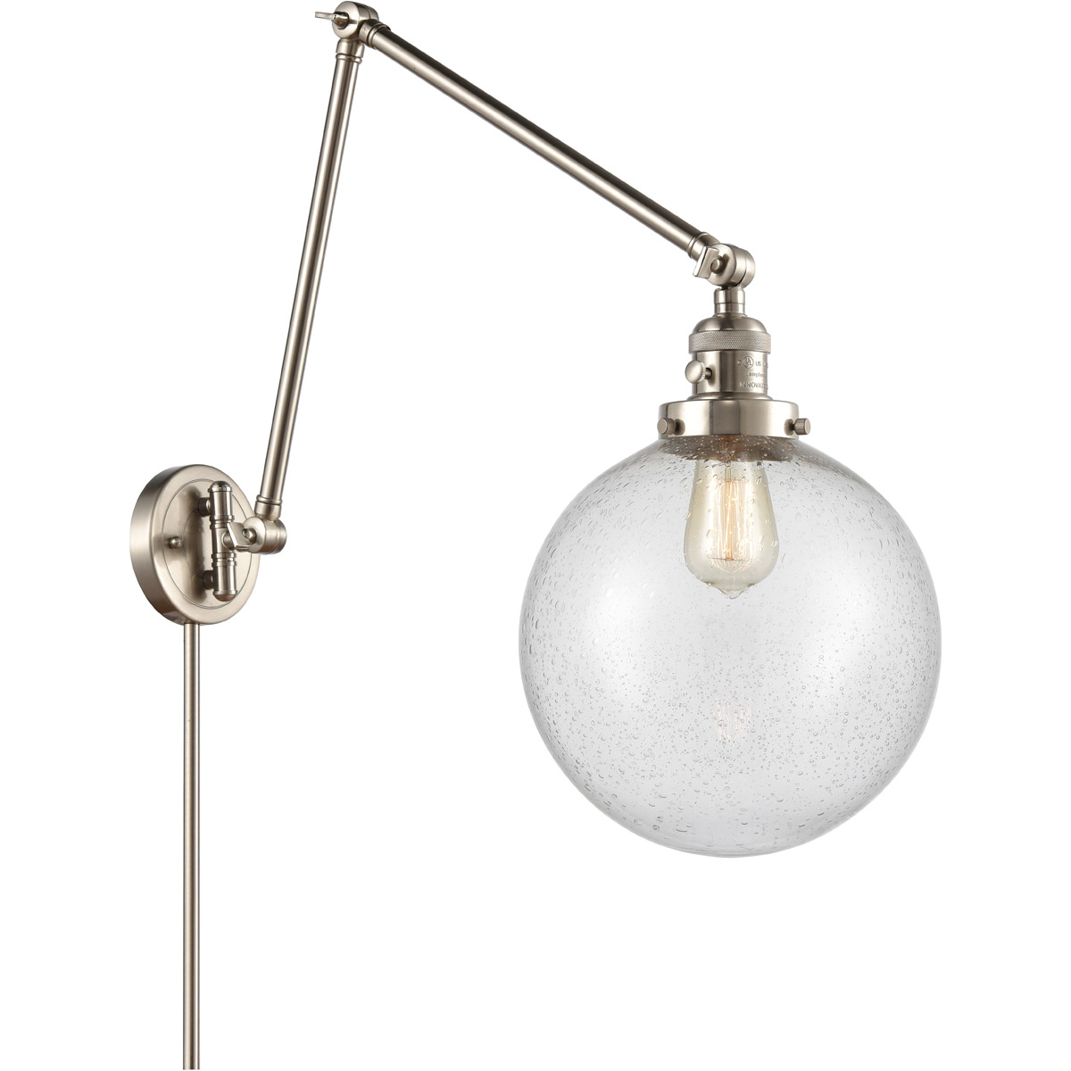 Extra Large Beacon 32 inch 60.00 watt Brushed Satin Nickel Swing Arm Wall Light