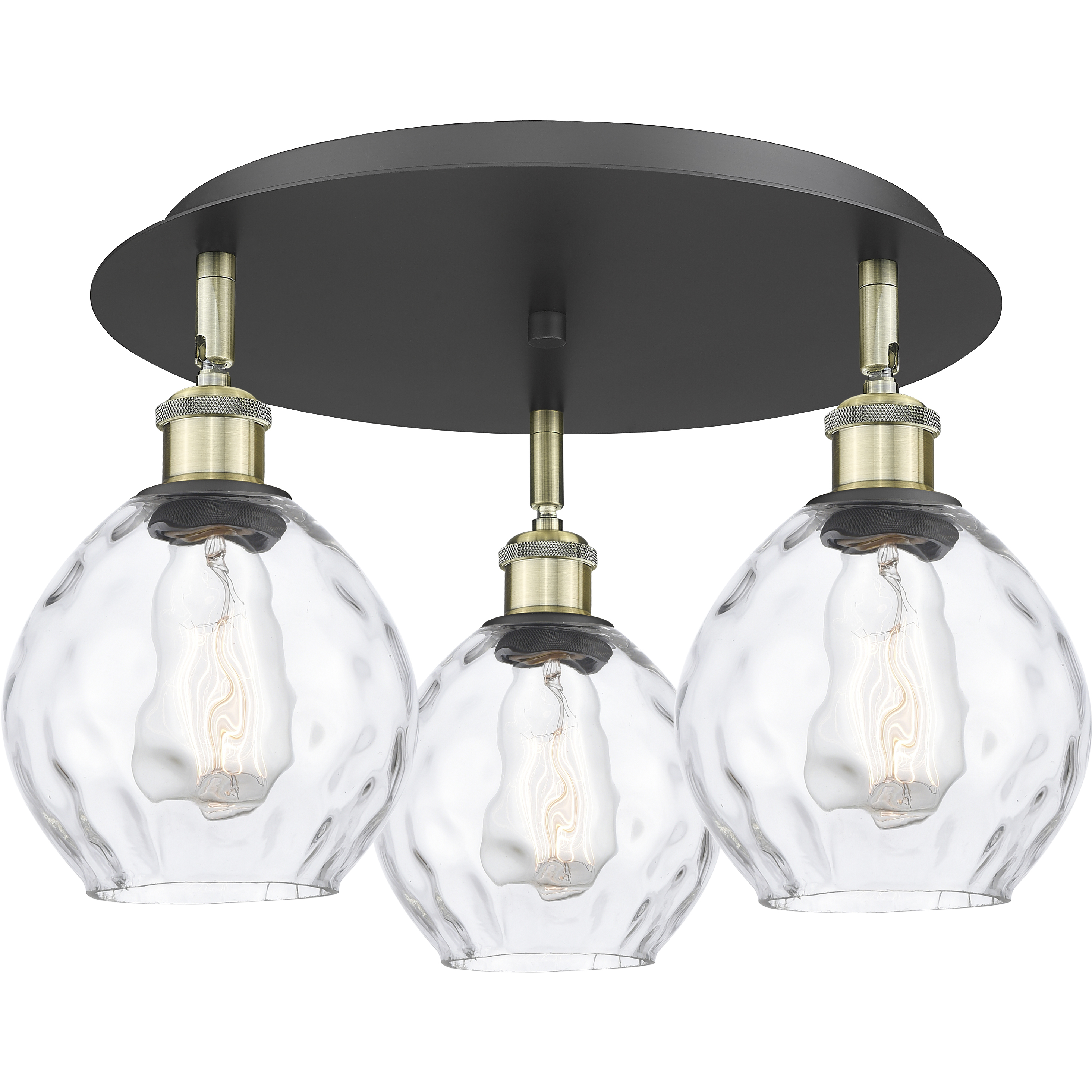 Waverly 3 Light 17.75 inch Black Antique Brass Flush Mount Ceiling Light