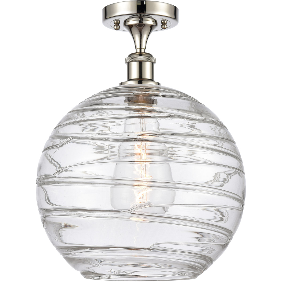 Ballston X-Large Deco Swirl 1 Light 12 inch Polished Nickel Semi-Flush Mount Ceiling Light, Ballston