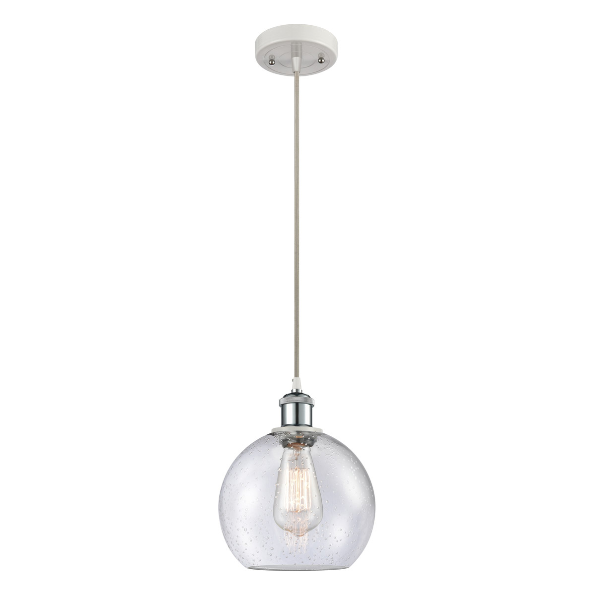 Ballston Athens 1 Light 8 inch White and Polished Chrome Mini Pendant Ceiling Light
