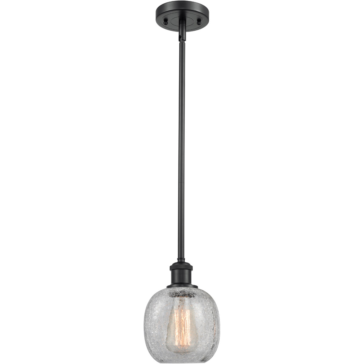 Ballston Belfast 1 Light 6 inch Matte Black Pendant Ceiling Light in Clear Crackle Glass, Ballston