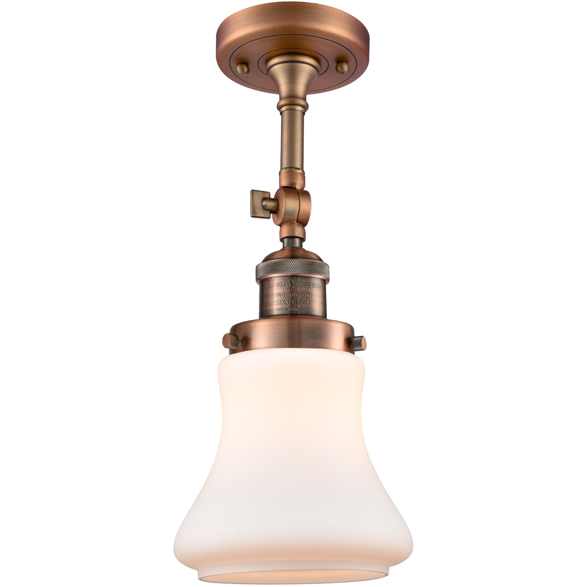 Franklin Restoration Bellmont 1 Light 6 inch Antique Copper Semi-Flush Mount Ceiling Light in Matte White Glass, Franklin Restoration