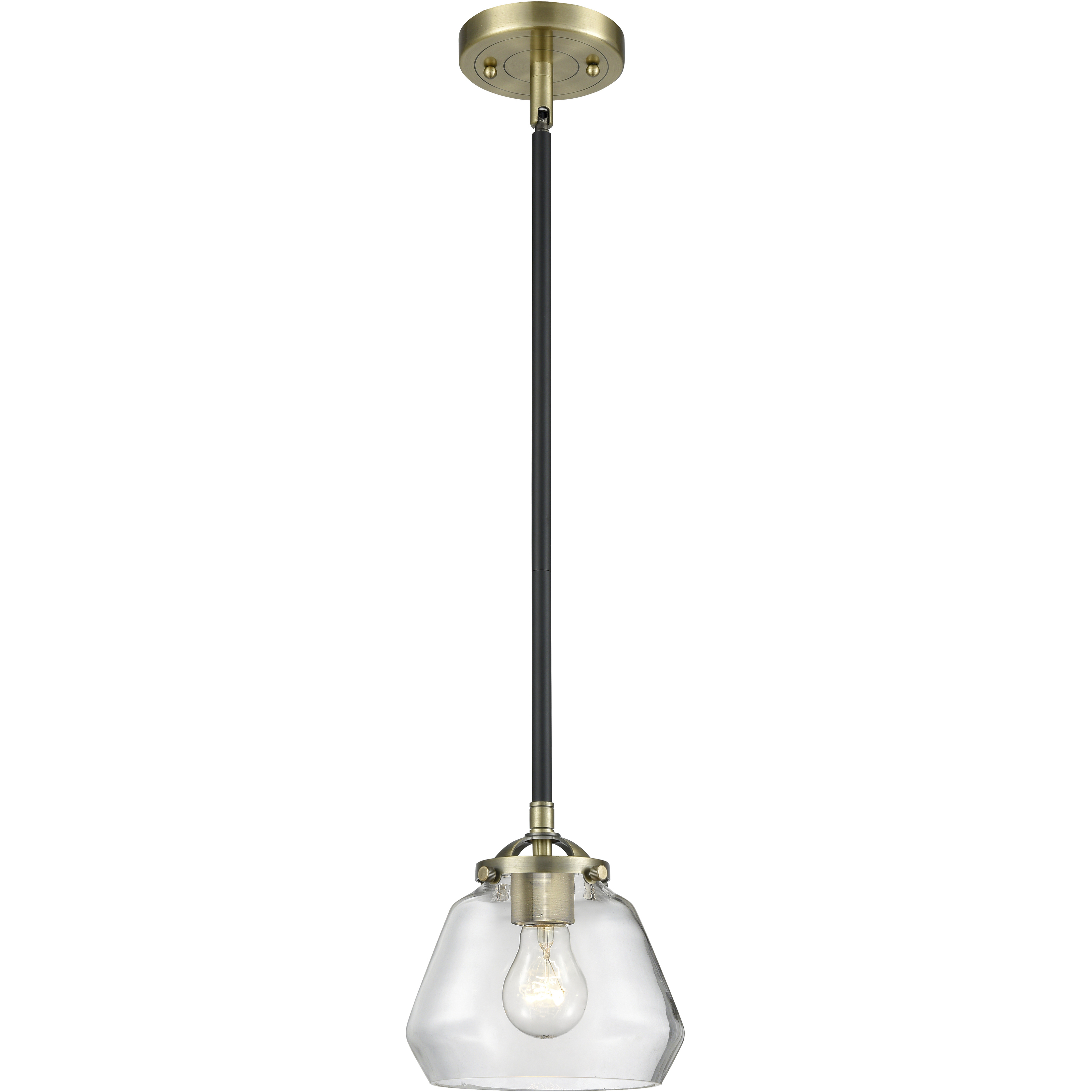 Nouveau Fulton LED 6.75 inch Black Antique Brass Mini Pendant Ceiling Light in Clear, Nouveau