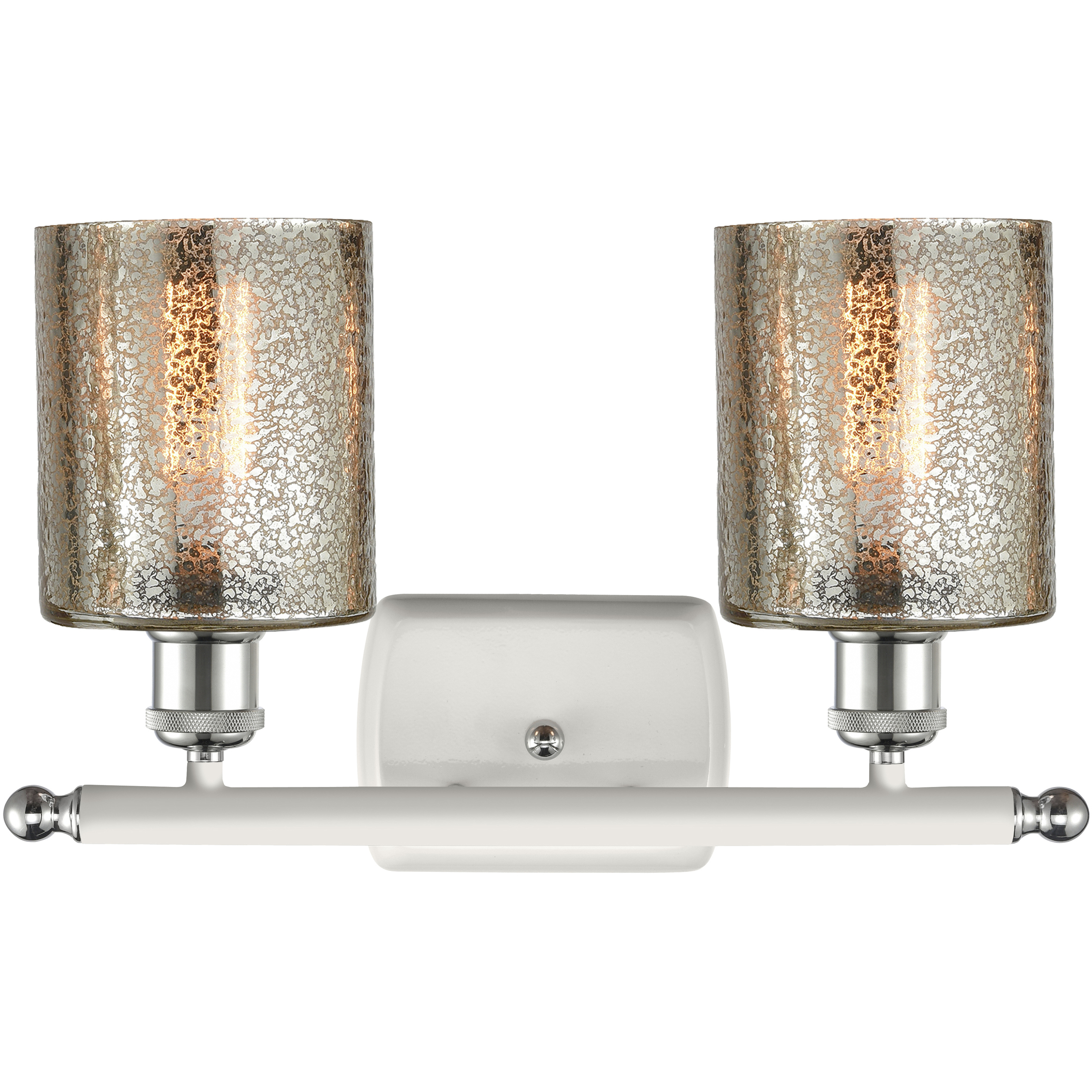 Ballston Cobbleskill 2 Light 16 inch White and Polished Chrome Bath Vanity Light Wall Light in Mercury Glass, Ballston