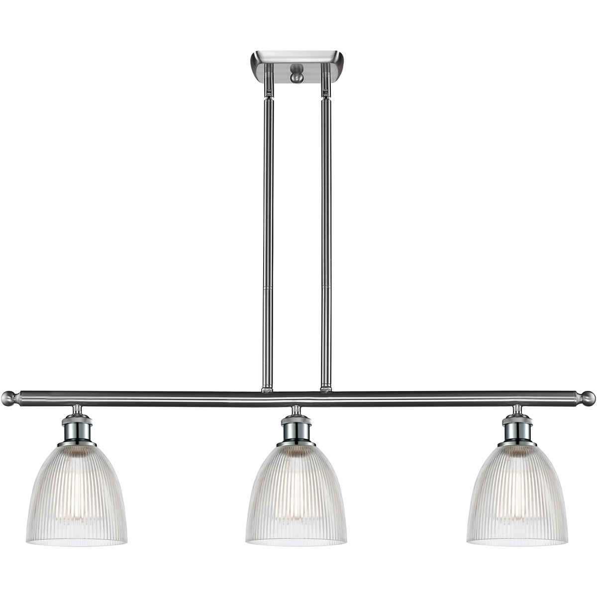 Ballston Castile 3 Light 36 inch Brushed Satin Nickel Island Light Ceiling Light in Clear Glass, Ballston