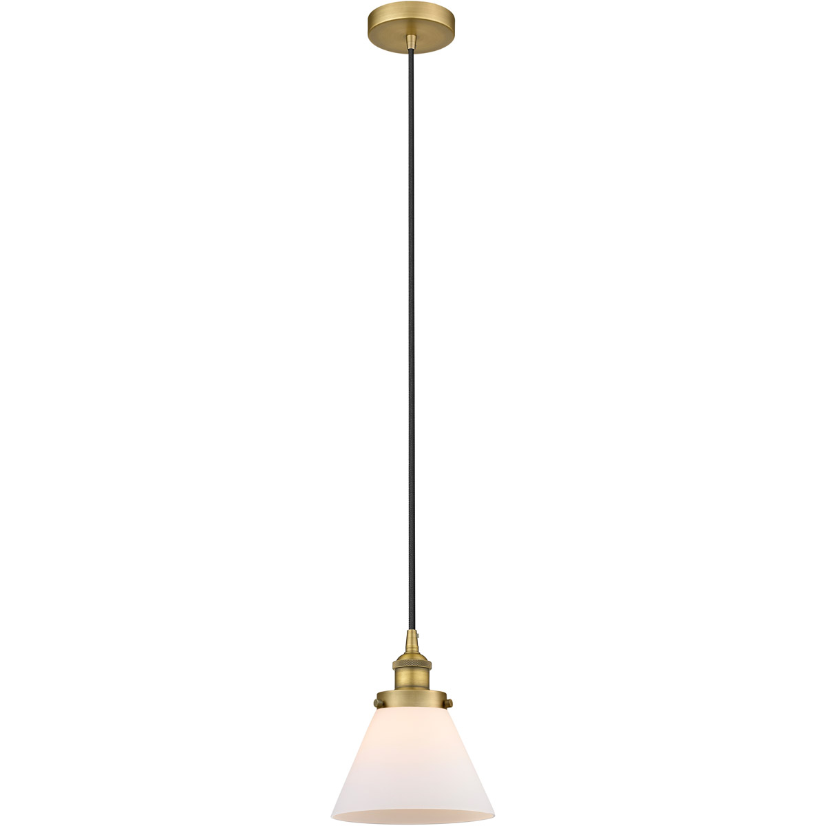 Edison Cone LED 8 inch Brushed Brass Mini Pendant Ceiling Light