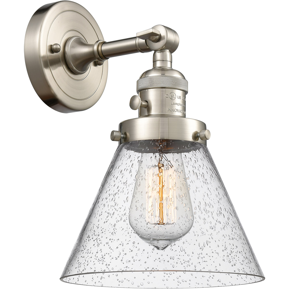 Franklin Restoration Large Cone LED 8 inch Brushed Satin Nickel Sconce Wall Light, Franklin Restoration