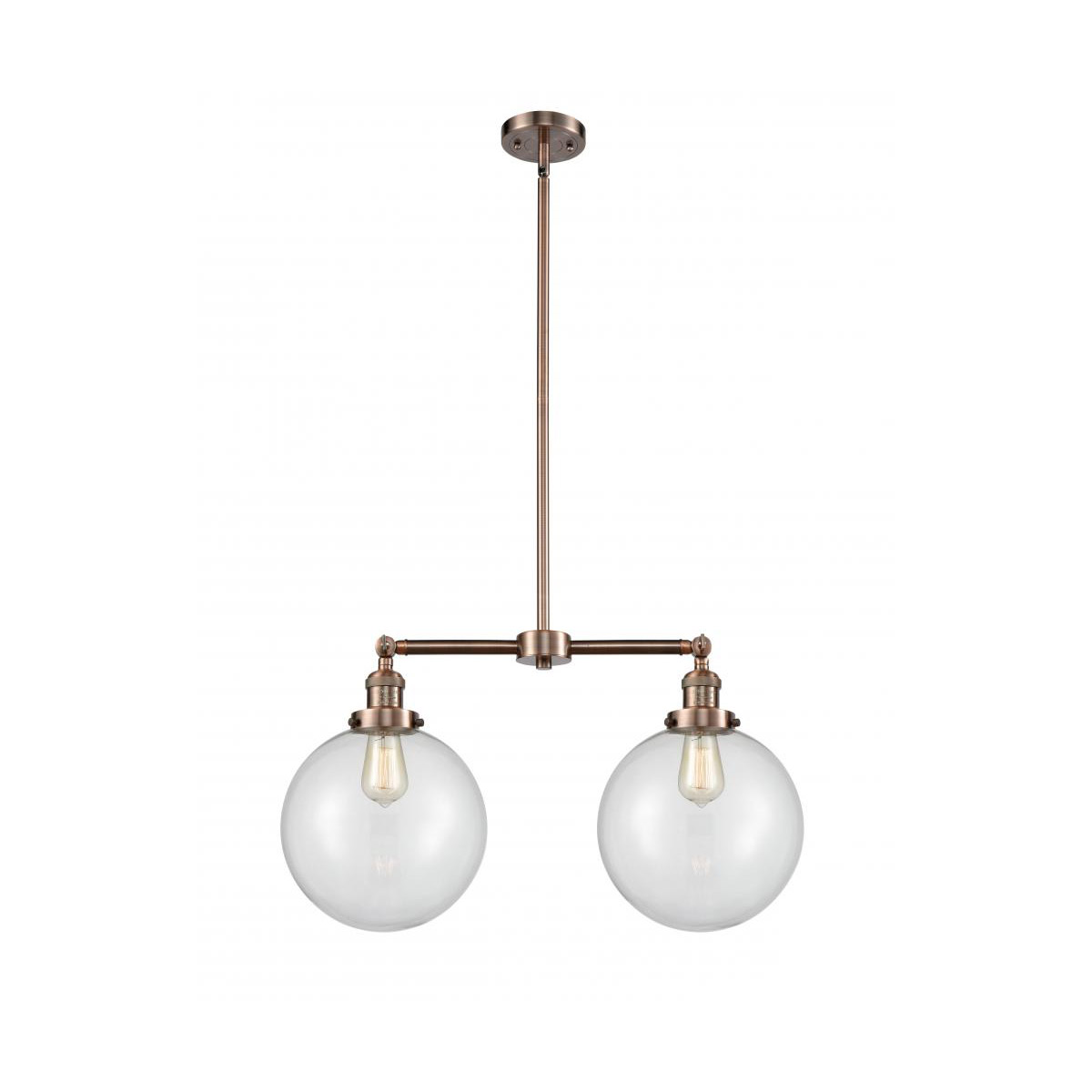 Franklin Restoration X-Large Beacon LED 25 inch Antique Copper Chandelier Ceiling Light in Clear Glass, Franklin Restoration