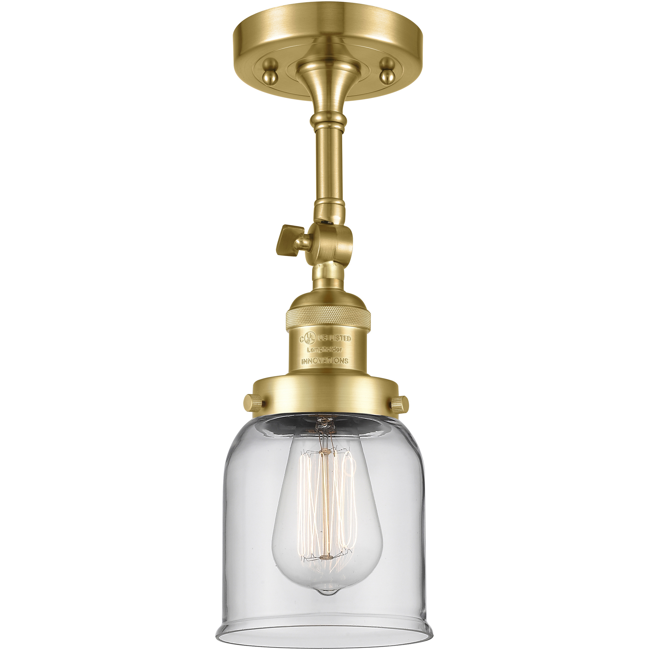 Franklin Restoration Small Bell 1 Light 5 inch Satin Gold Sconce Wall Light in Clear Glass, Franklin Restoration