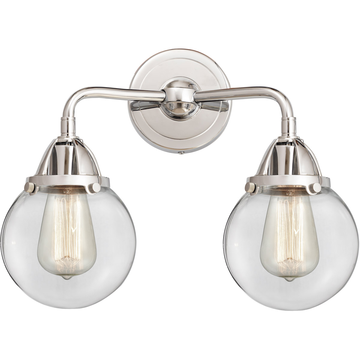 Nouveau 2 Beacon LED 14 inch Polished Chrome Bath Vanity Light Wall Light in Clear Glass