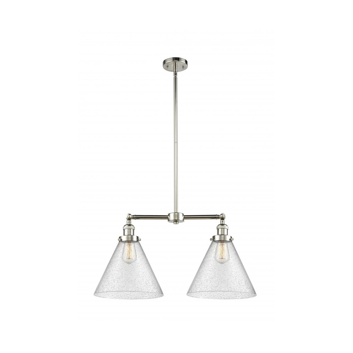 Franklin Restoration X-Large Cone LED 21 inch Polished Nickel Chandelier Ceiling Light in Seedy Glass, Franklin Restoration
