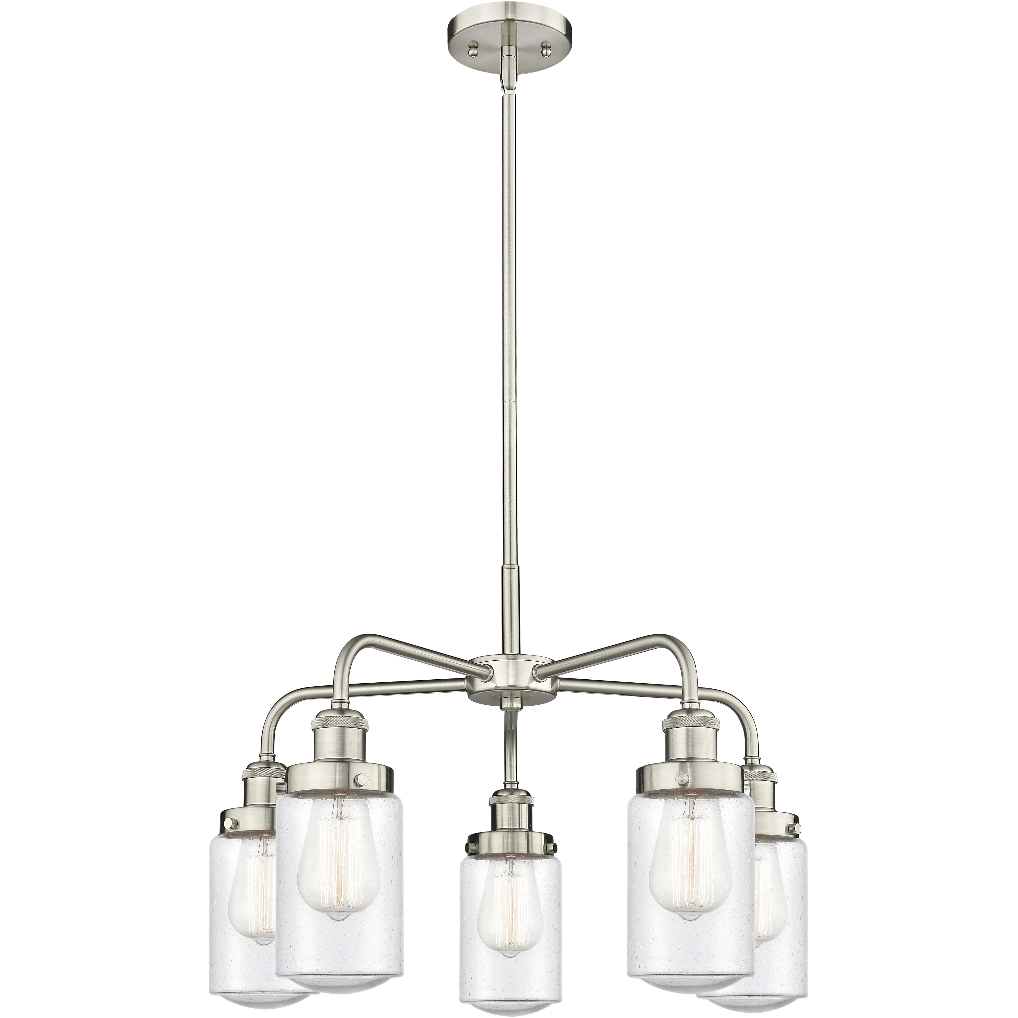 Dover 5 Light 22.5 inch Satin Nickel Chandelier Ceiling Light in Seedy Glass