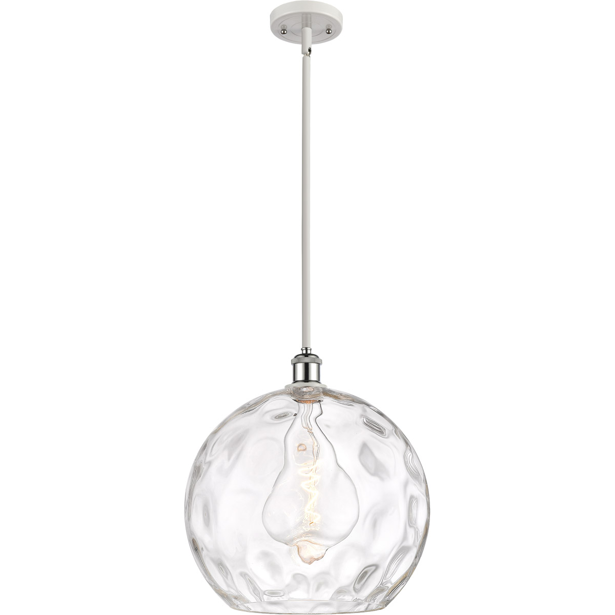 Ballston Athens Water Glass 1 Light 14 inch White and Polished Chrome Pendant Ceiling Light