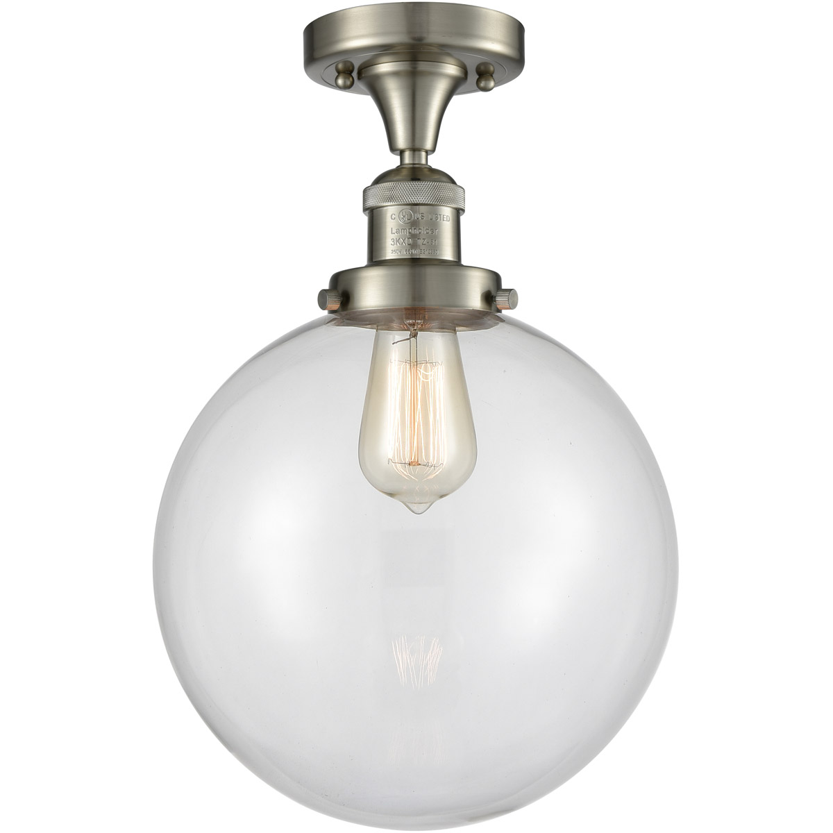 Franklin Restoration X-Large Beacon LED 10 inch Brushed Satin Nickel Semi-Flush Mount Ceiling Light in Clear Glass, Franklin Restoration