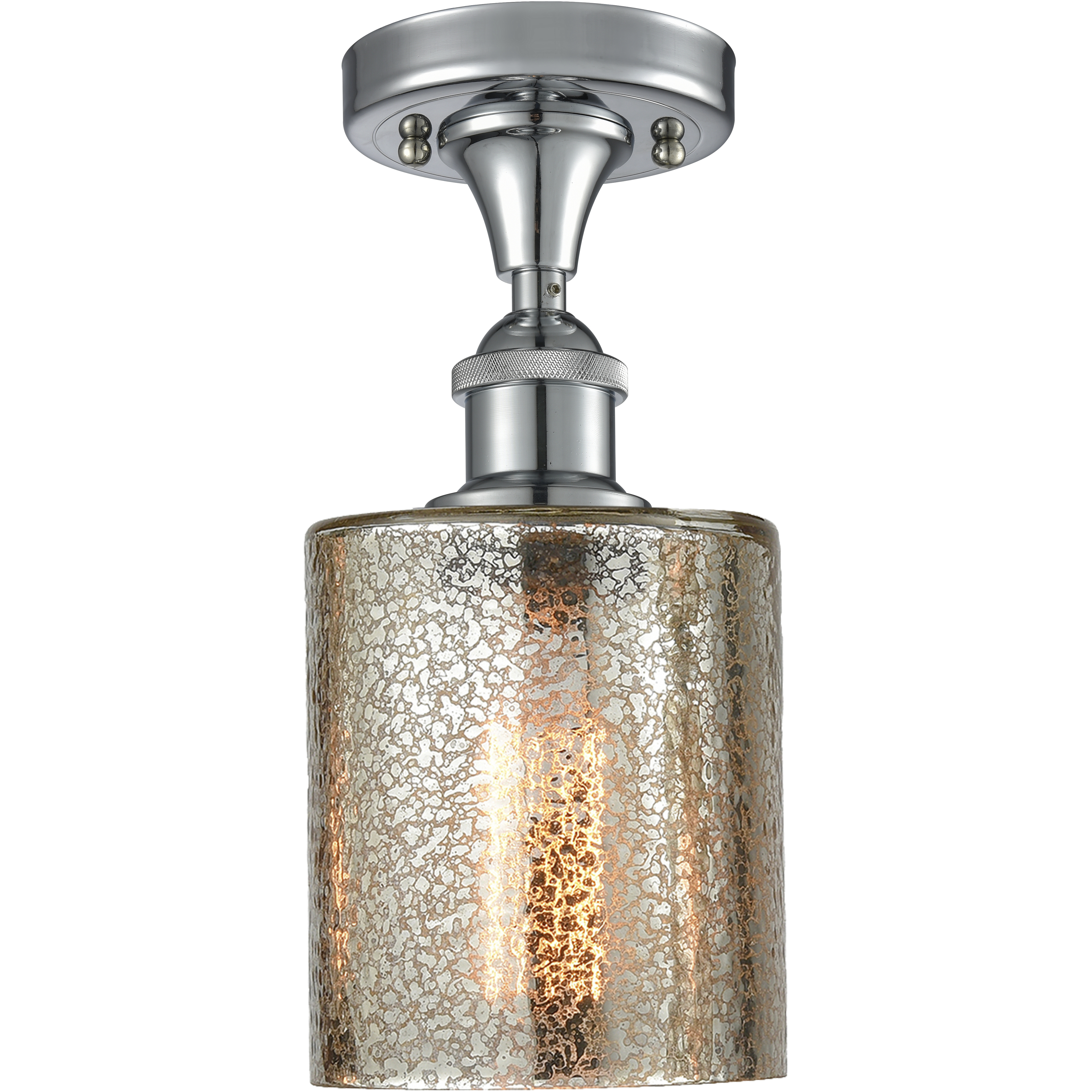 Edison Cobbleskill 1 Light 5 inch Brushed Satin Nickel Semi-Flush Mount Ceiling Light in Matte White Glass