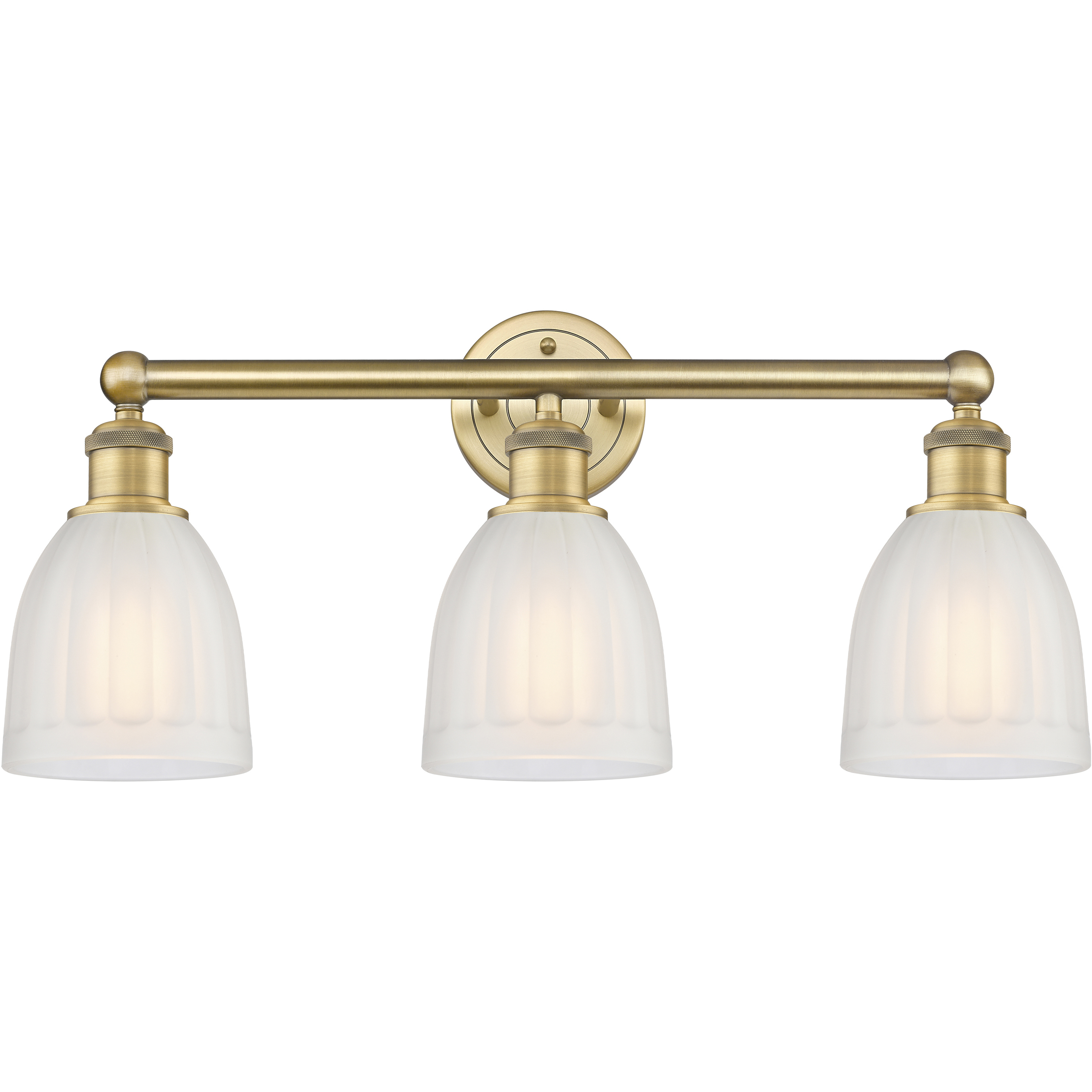 Brookfield 3 Light 23.75 inch Brushed Brass Bath Vanity Light Wall Light in White