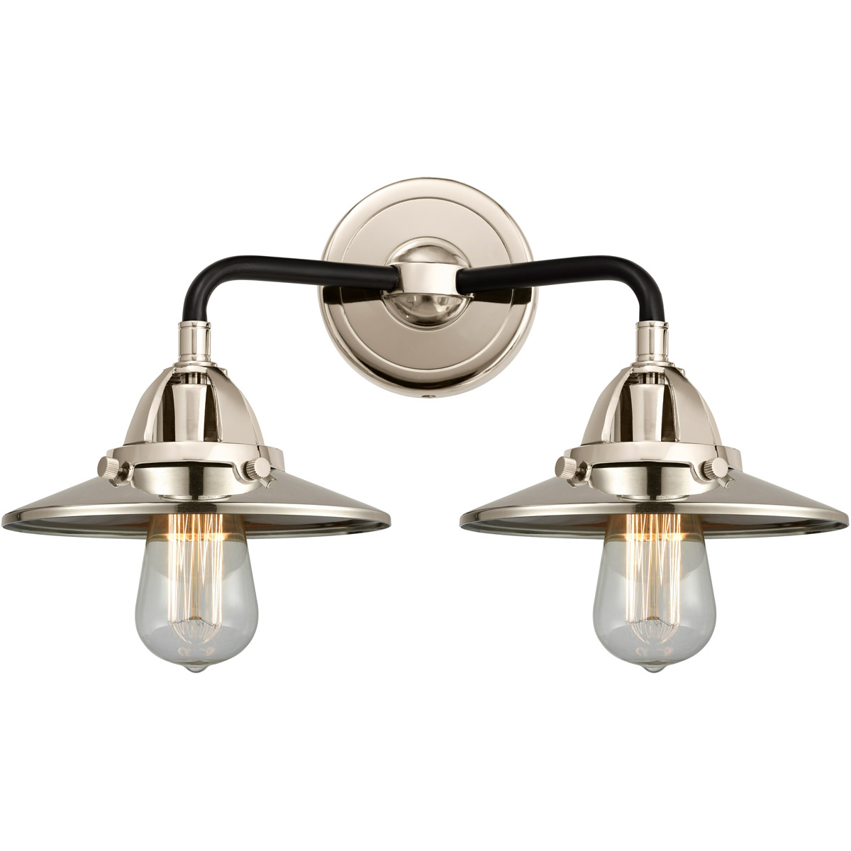 Nouveau 2 Railroad 2 Light 16 inch Black Polished Nickel Bath Vanity Light Wall Light
