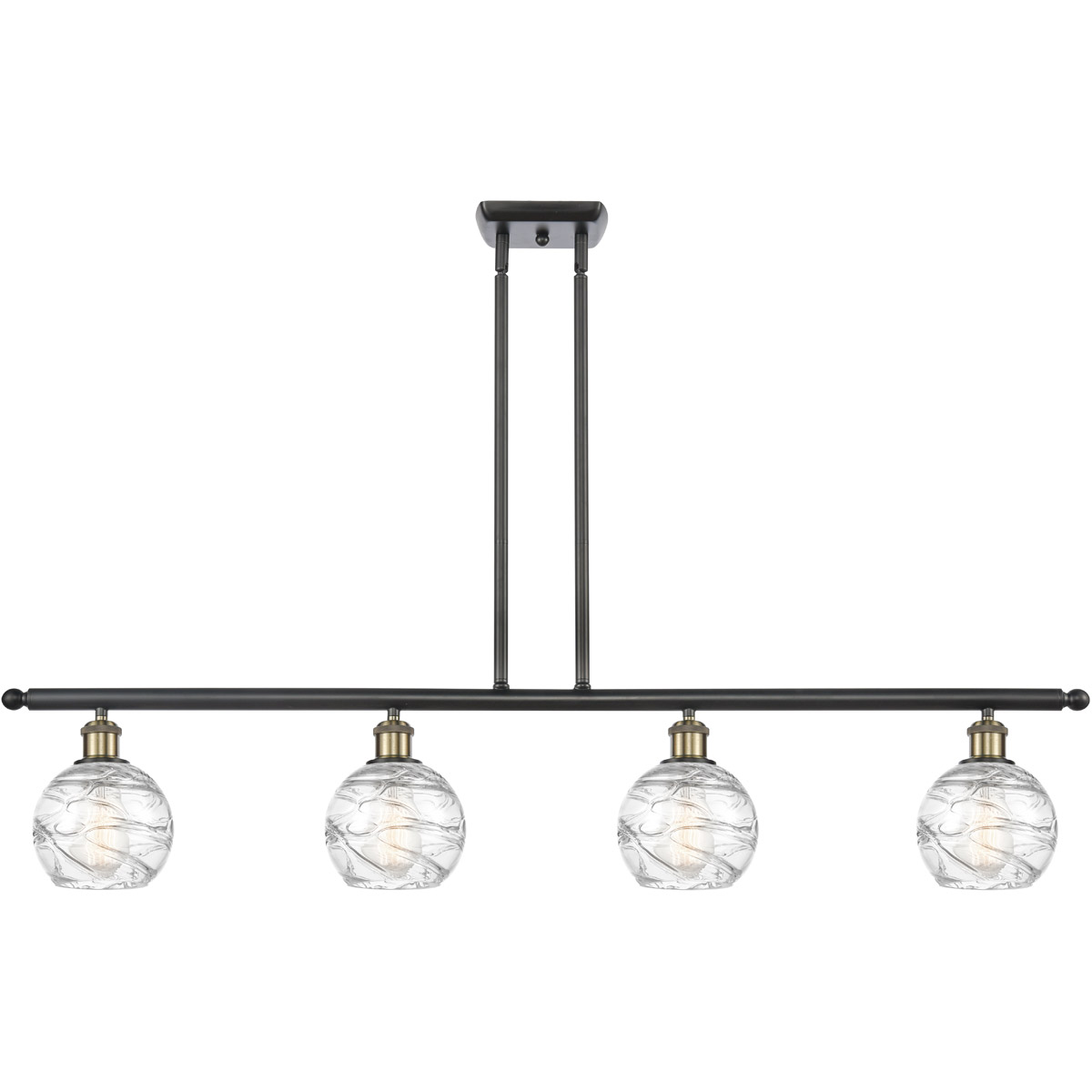Ballston Small Deco Swirl 4 Light 46 inch Black Antique Brass Island Light Ceiling Light, Ballston