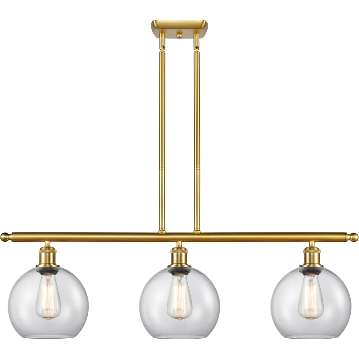 Ballston Athens LED 36 inch Satin Gold Island Light Ceiling Light in Clear Glass, Ballston