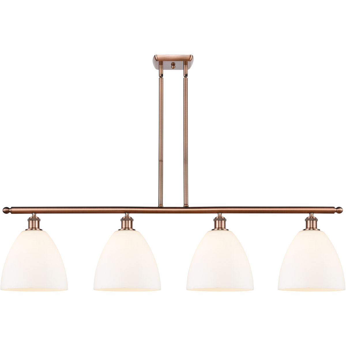Ballston Ballston Dome 4 Light 48 inch Antique Copper Island Light Ceiling Light in Matte White Glass