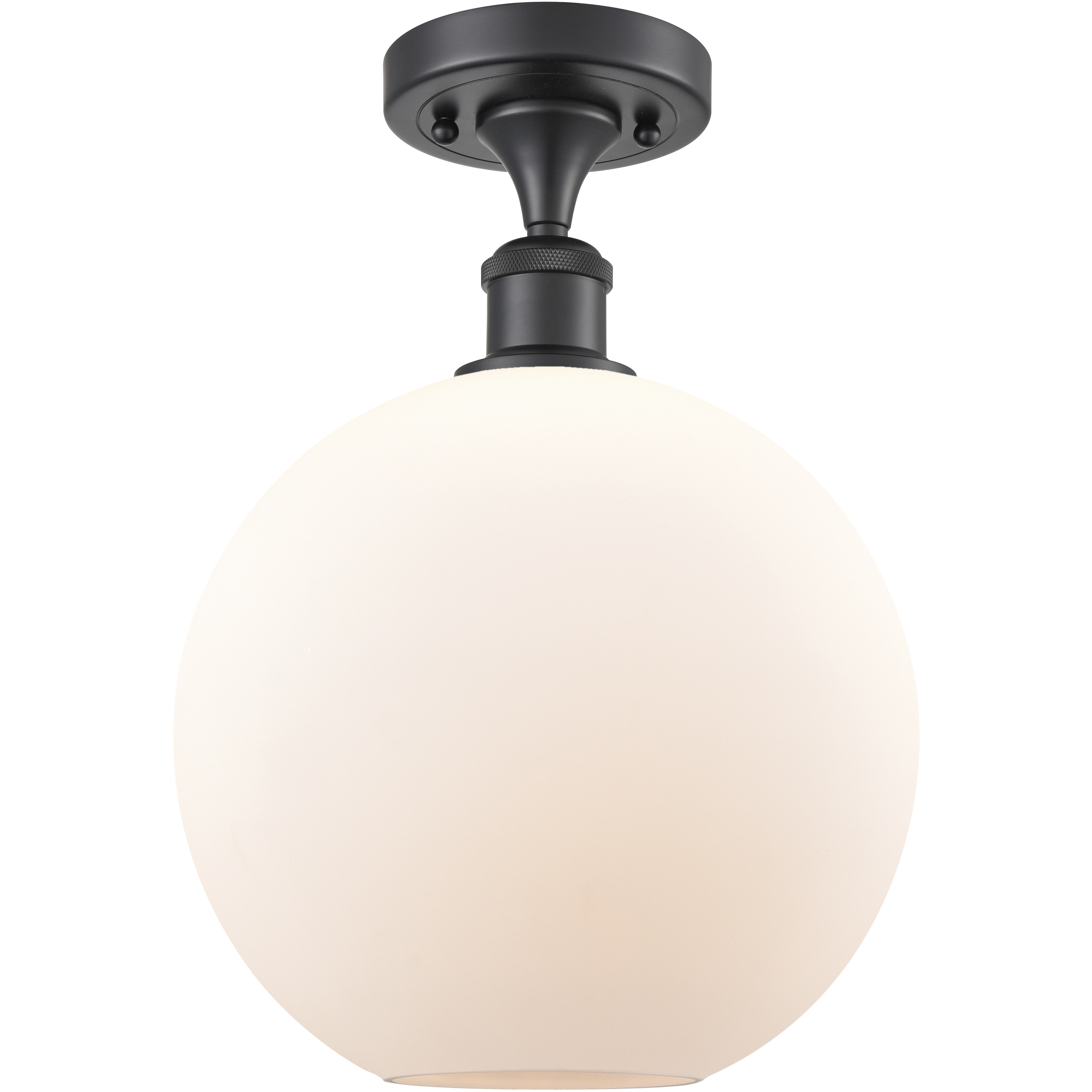 Edison Athens 1 Light 10 inch Matte Black Semi-Flush Mount Ceiling Light in Matte White Glass