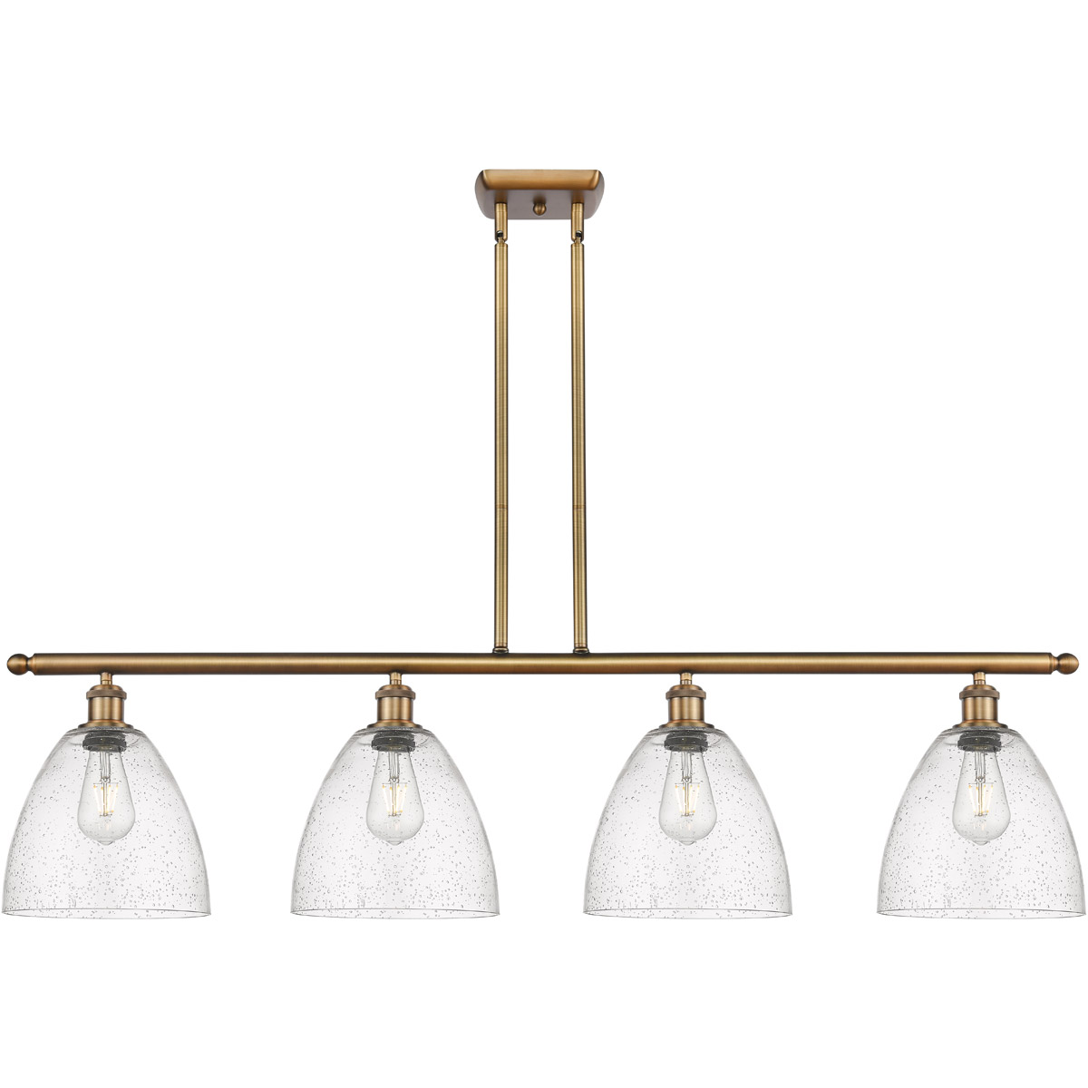 Ballston Ballston Dome 4 Light 48 inch Brushed Brass Island Light Ceiling Light in Seedy Glass