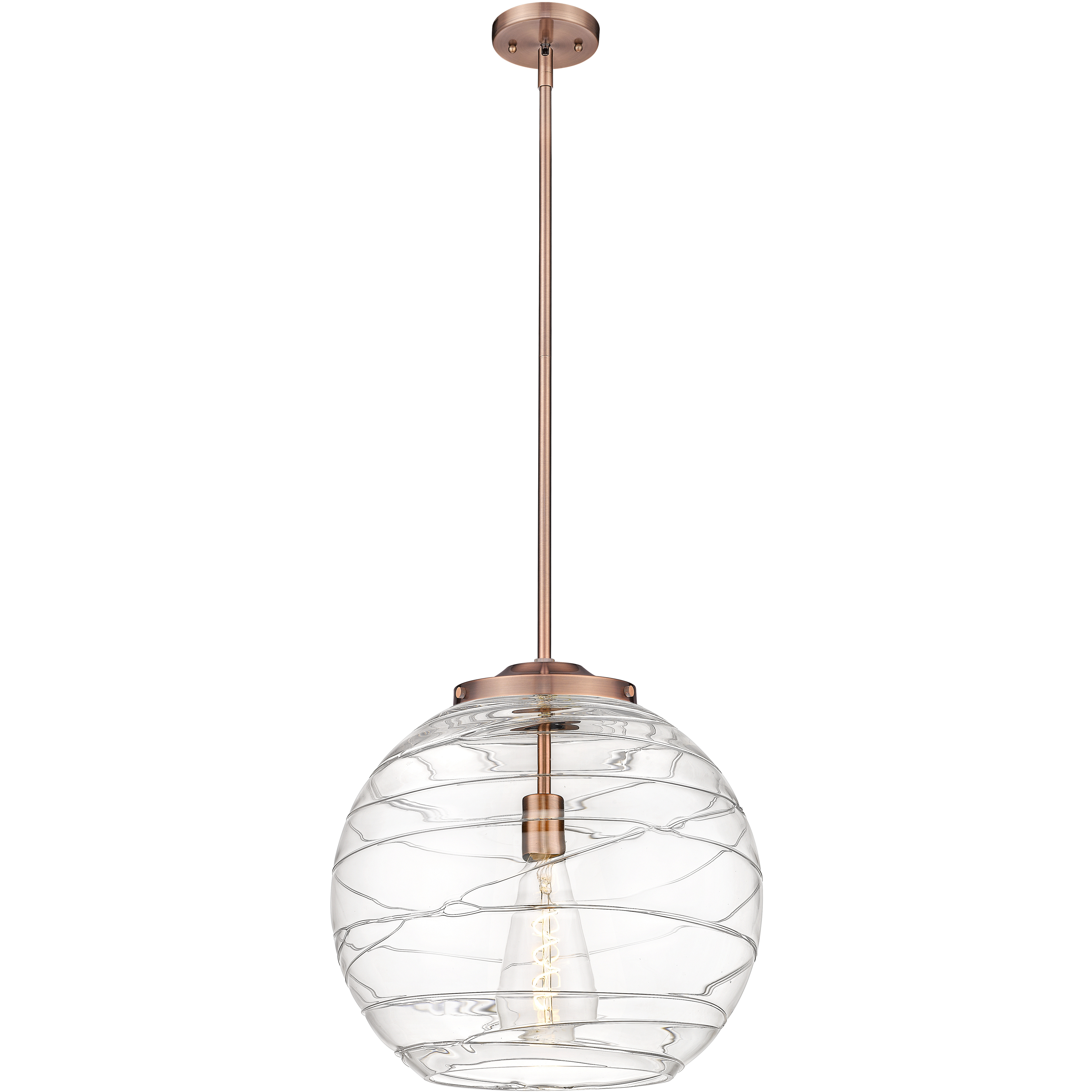 Ballston Athens Deco Swirl LED 15.75 inch Antique Copper Pendant Ceiling Light in Clear Deco Swirl