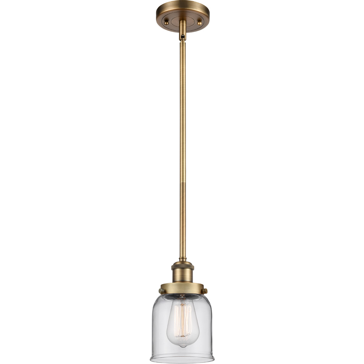 Ballston Small Bell LED 5 inch Brushed Brass Pendant Ceiling Light in Clear Glass