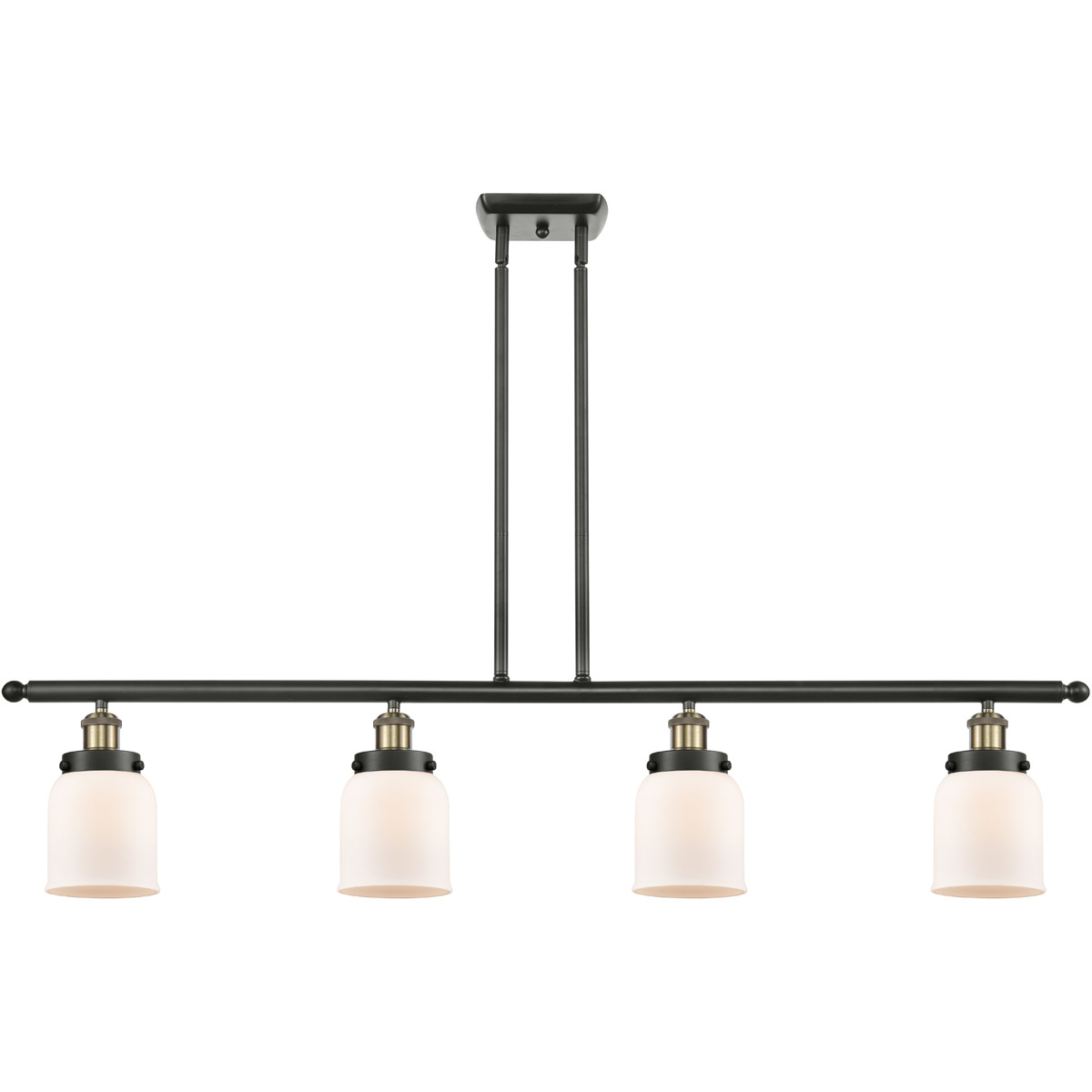 Ballston Small Bell 4 Light 48 inch Black Antique Brass Island Light Ceiling Light in Matte White Glass