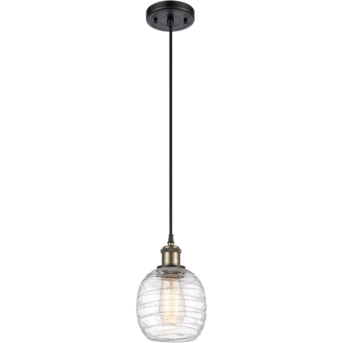 Ballston Belfast 1 Light 6 inch Black Antique Brass Mini Pendant Ceiling Light