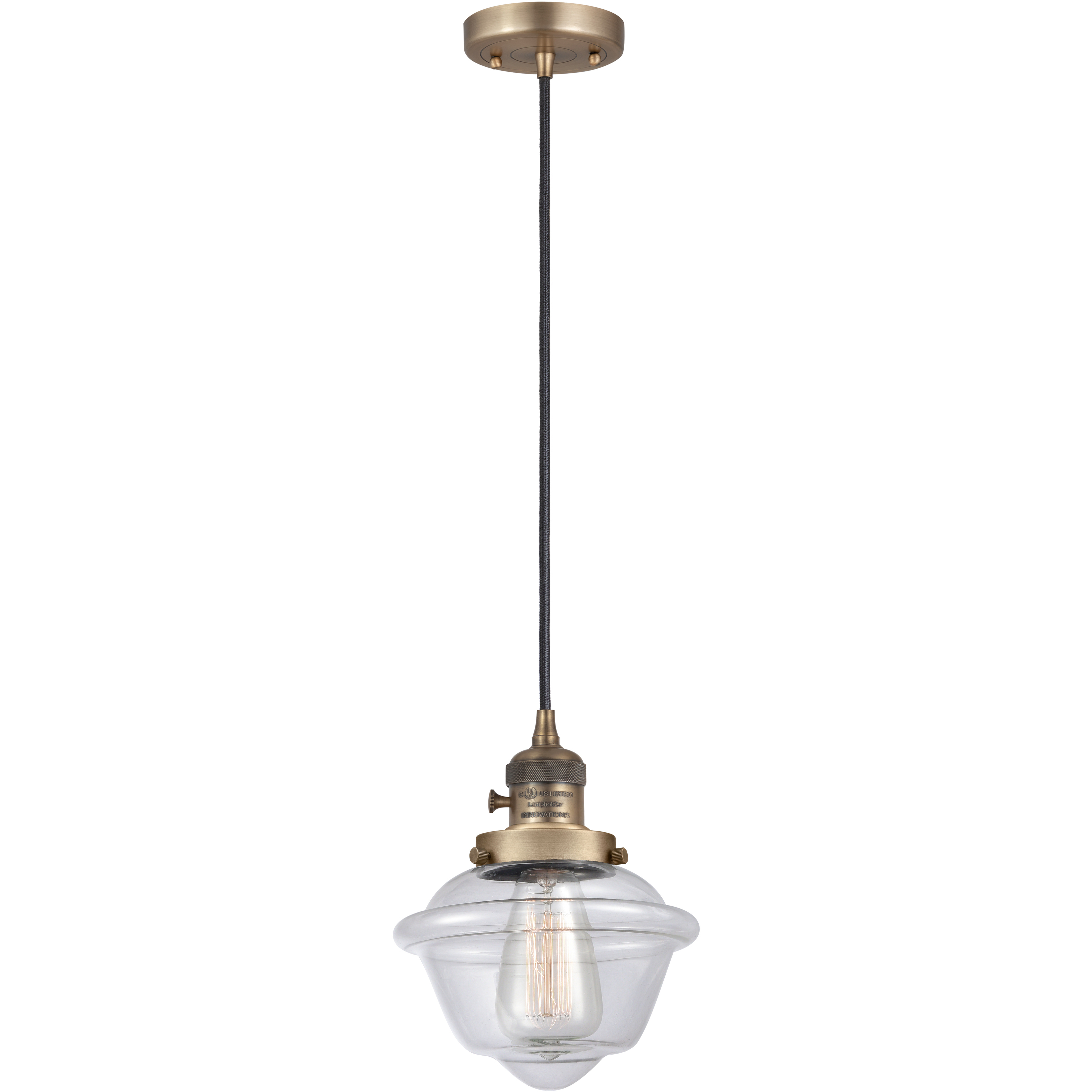 Franklin Restoration Oxford LED 7.5 inch Brushed Brass Mini Pendant Ceiling Light in Clear