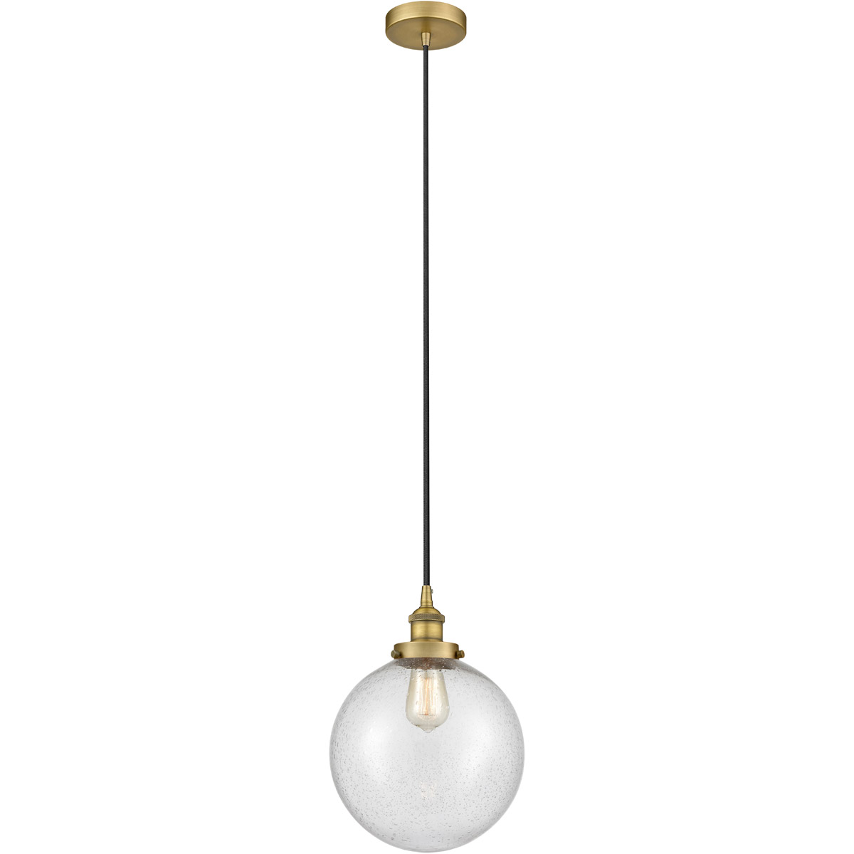 Edison Beacon LED 10 inch Brushed Brass Mini Pendant Ceiling Light
