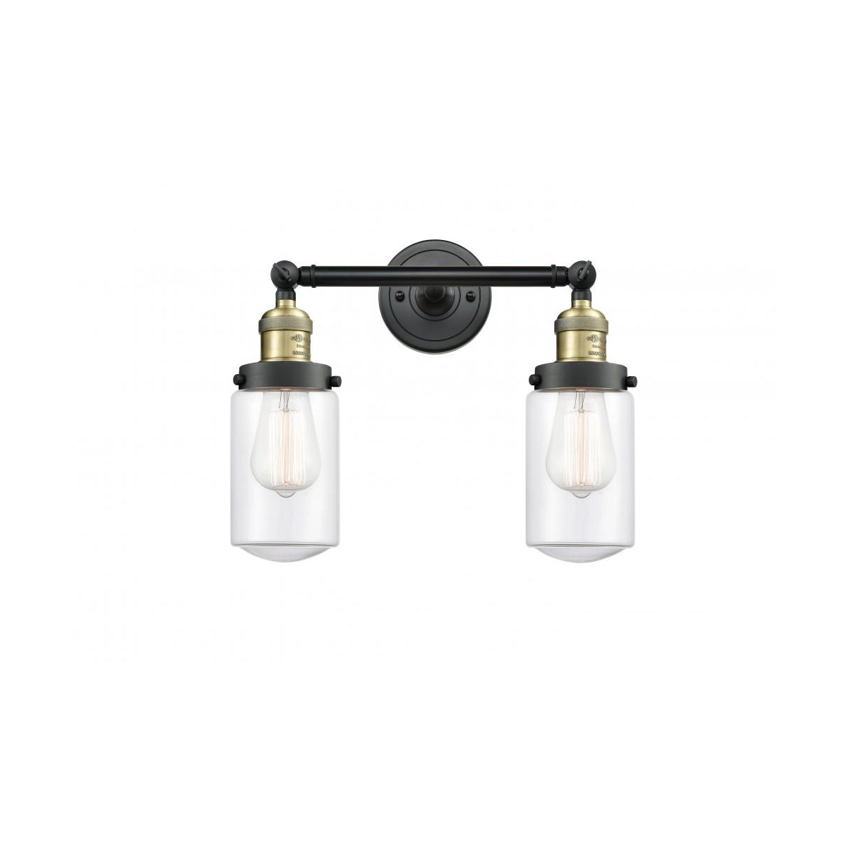 Franklin Restoration Dover 2 Light 14 inch Black Antique Brass Bath Vanity Light Wall Light in Clear Glass, Franklin Restoration