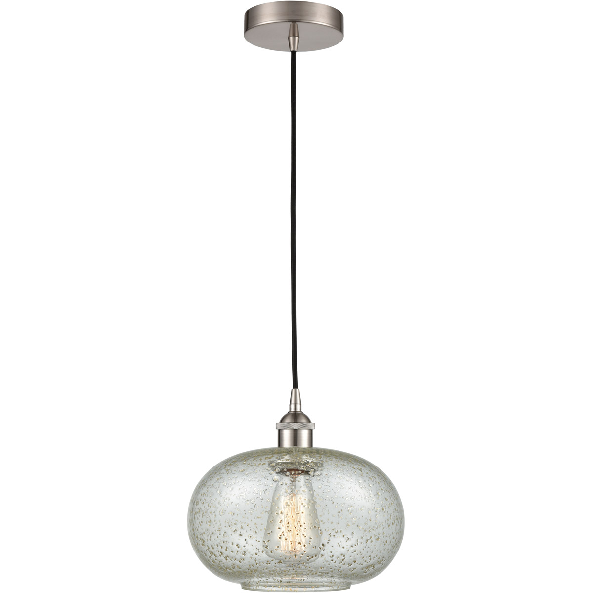 Edison Gorham 1 Light 9.5 inch Brushed Satin Nickel Mini Pendant Ceiling Light in Mica Glass