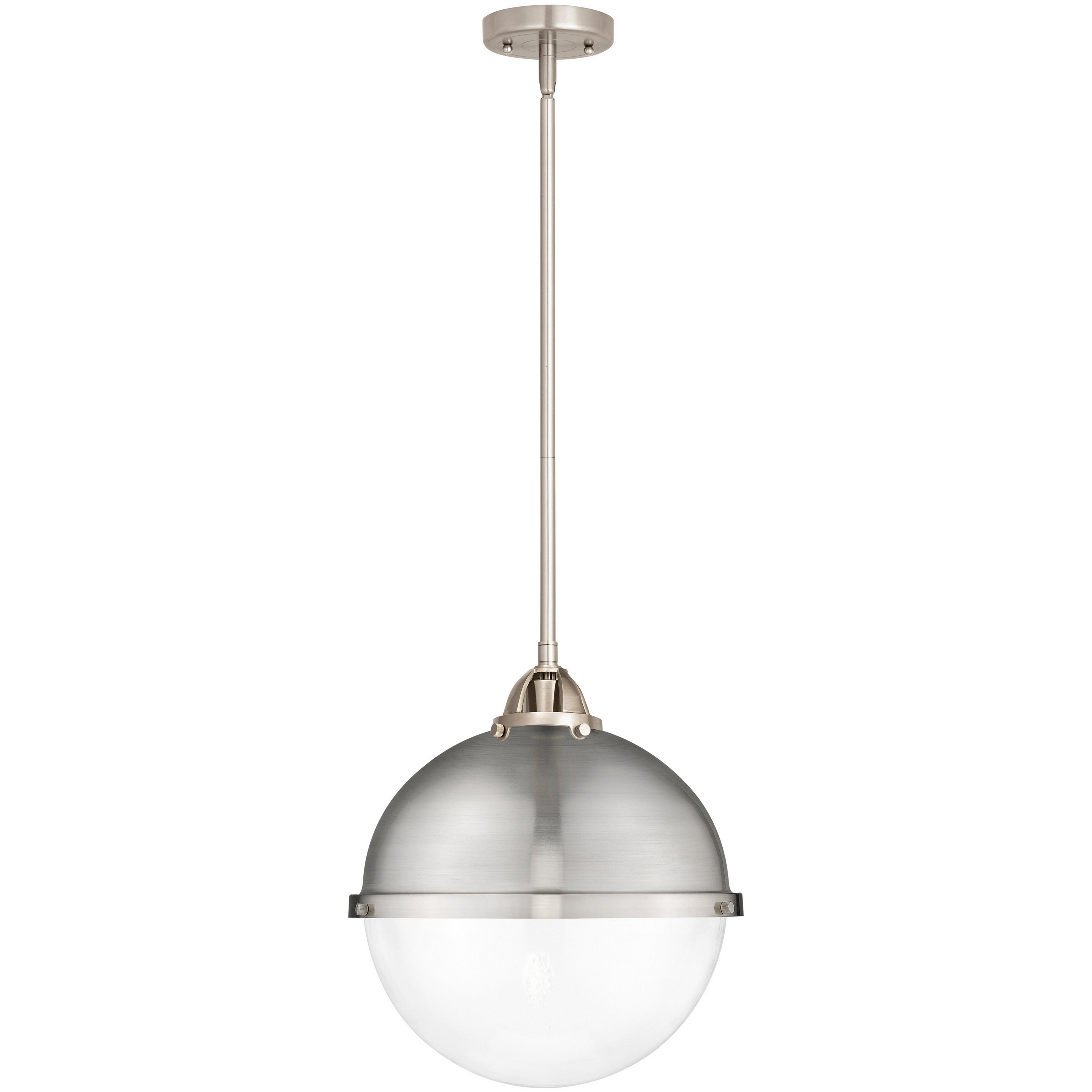Nouveau 2 Hampden 1 Light 12.88 inch Brushed Satin Nickel Pendant Ceiling Light in Clear Glass
