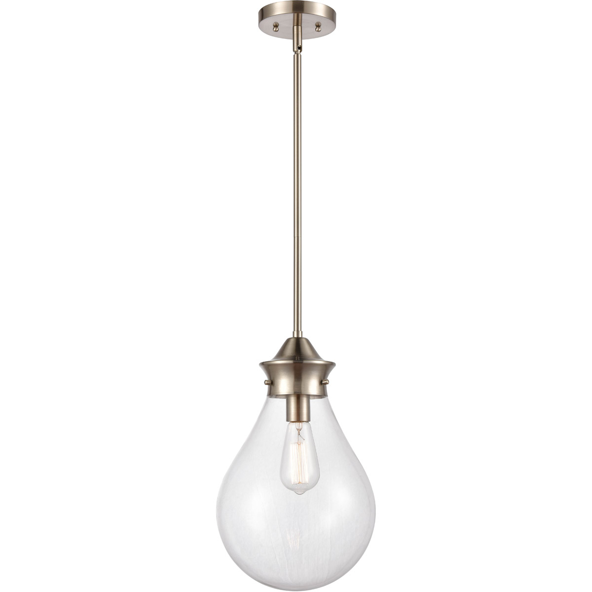 Genesis 1 Light 9.88 inch Satin Nickel Mini Pendant Ceiling Light