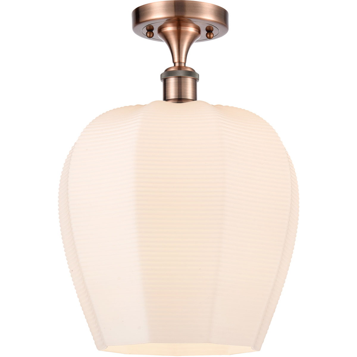 Ballston Norfolk LED 11.75 inch Antique Copper Semi-Flush Mount Ceiling Light in Matte White Glass